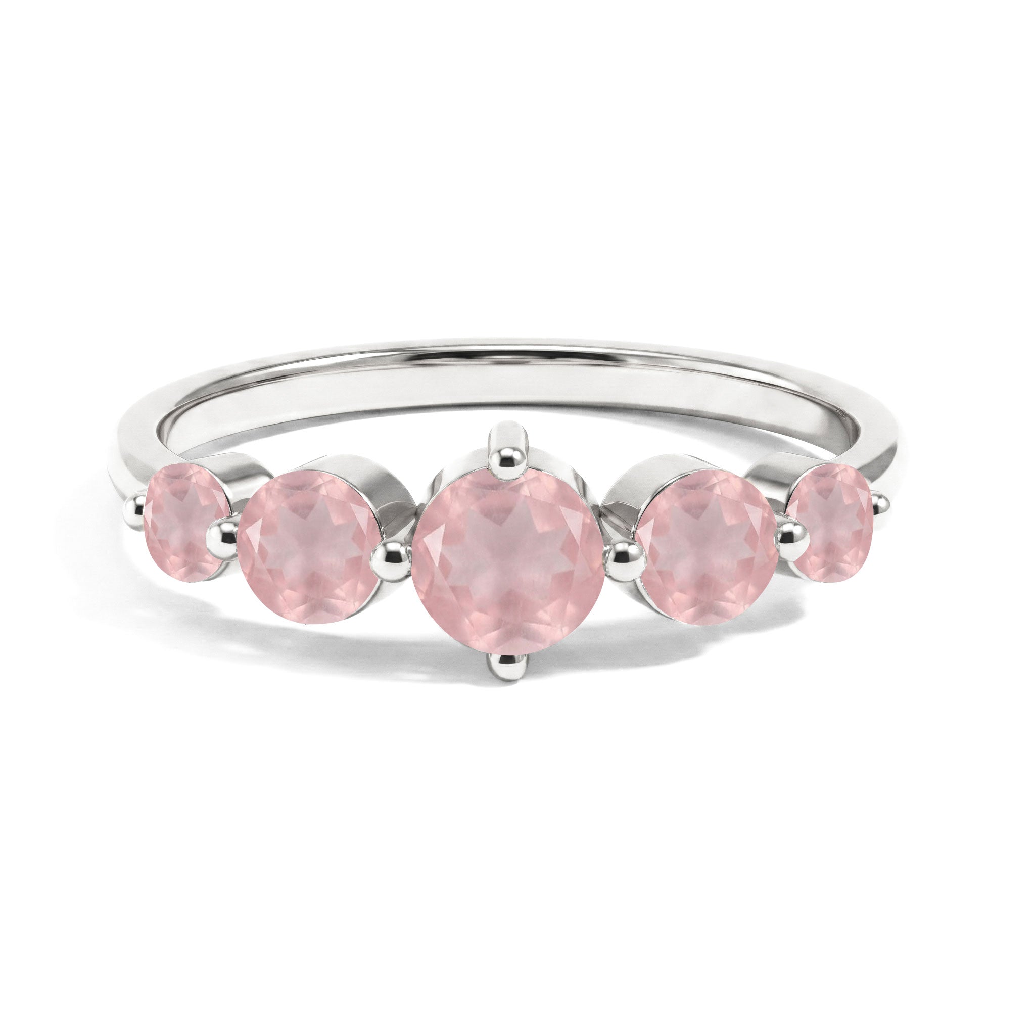natural rose quartz ring, rose quartz five stone ring, pink gemstone jewelry, round rose quartz gemstones, 925 sterling silver ring, yellow gold filled ring, romantic jewelry, promise ring, anniversary gift, handcrafted jewelry, elegant women's jewelry, blush gemstone, fine jewelry, luxury accessory, timeless design
