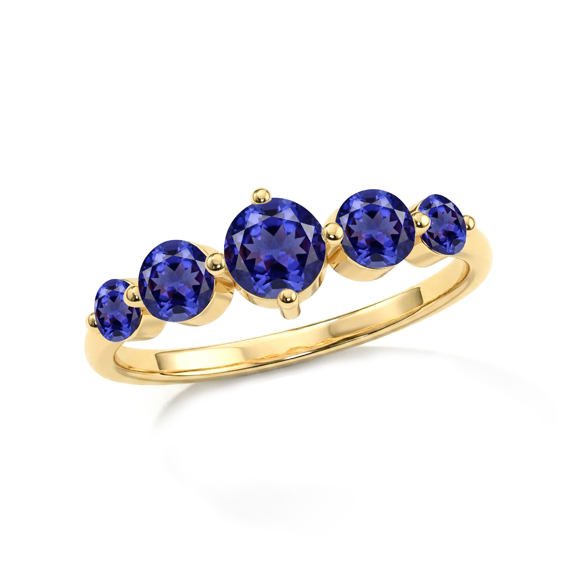 tanzanite luxury jewelry, handcrafted premium ring, sterling silver elegant finish, yellow gold filled jewelry option, polished five gemstone design, december birthstone collection, artisan craftsmanship, refined fashion jewelry, women's sophisticated accessory, anniversary keepsake, premium gemstone quality, violet gemstone elegance, timeless style, handcrafted luxury, classic beauty