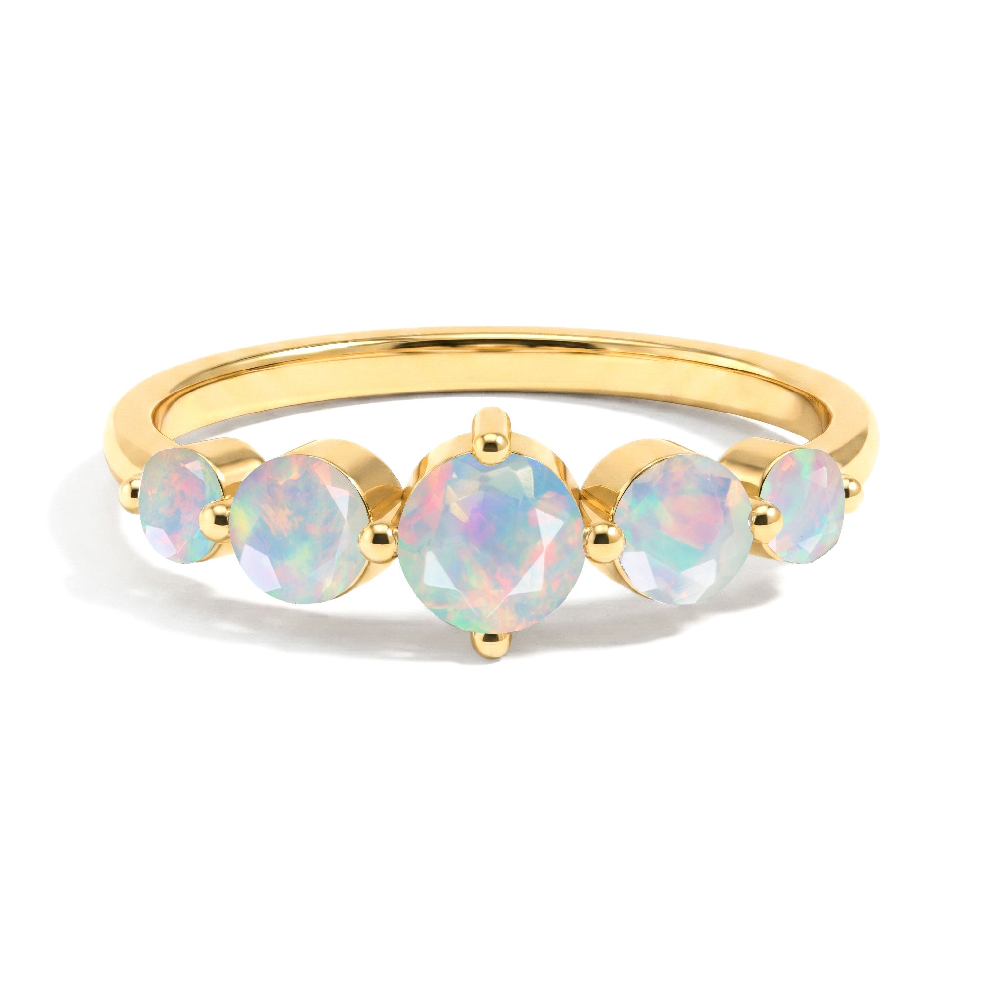 natural white opal luxury ring, october birthstone accessory, artisan gemstone jewelry, elegant five stone design, premium silver craftsmanship, gold filled elegance, colorful gemstone reflections, bridal jewelry inspiration, anniversary celebration gift, promise jewelry, timeless sophistication, feminine accessory, handcrafted quality, modern elegance, everyday fashion, stackable jewelry, heirloom design, luxury gift, fine craftsmanship, graceful style