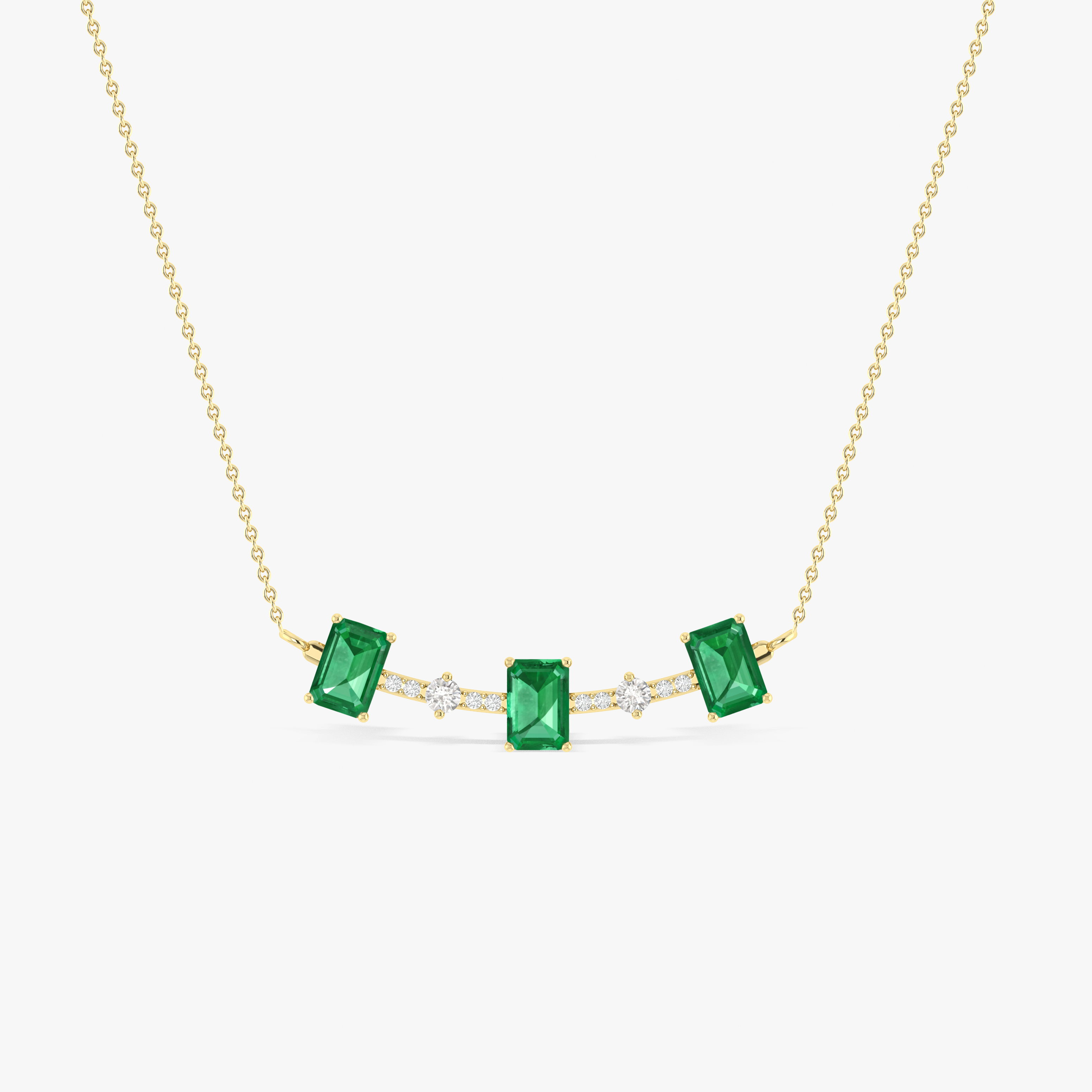 Green Emerald Chain Necklace