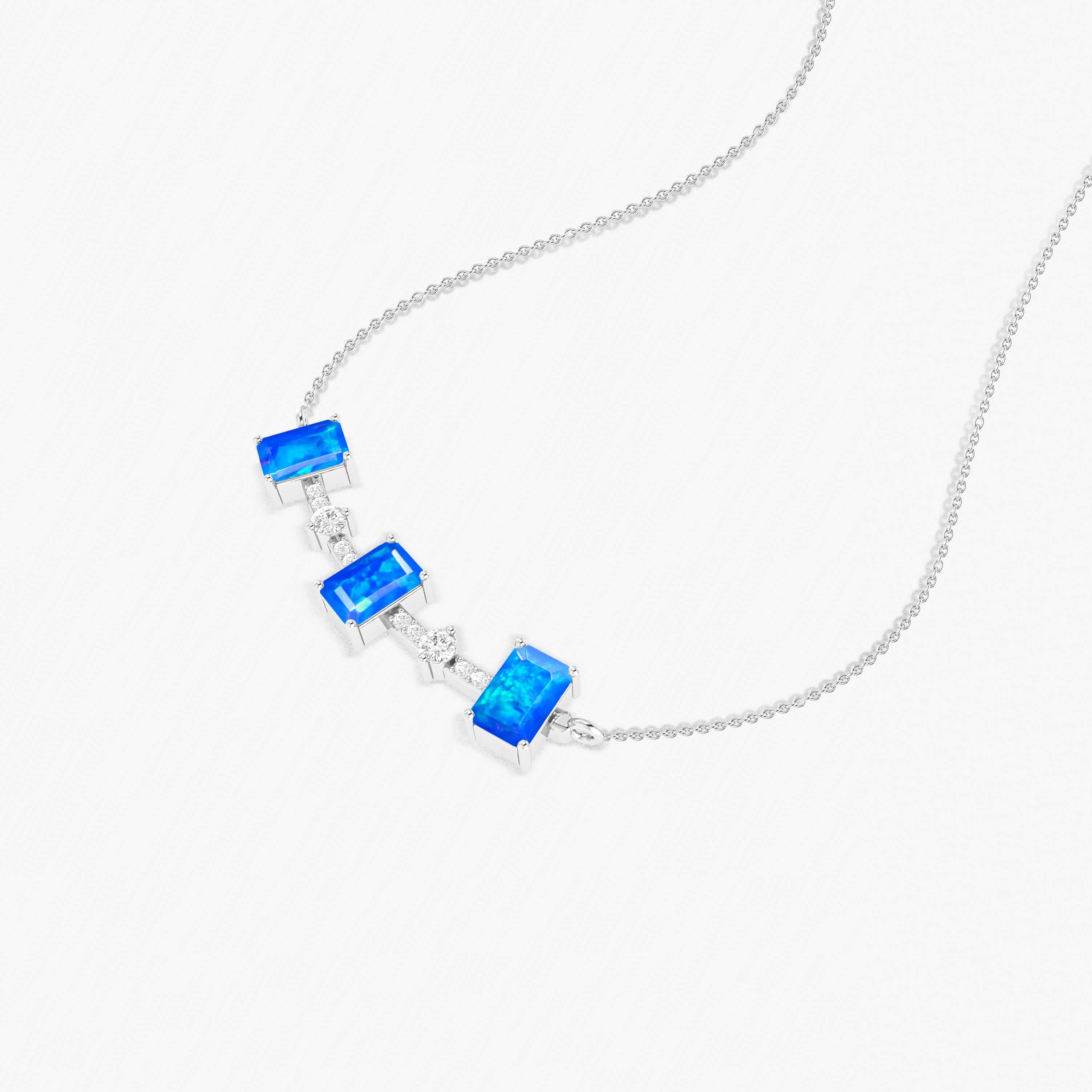 Blue Opal Silver Necklace