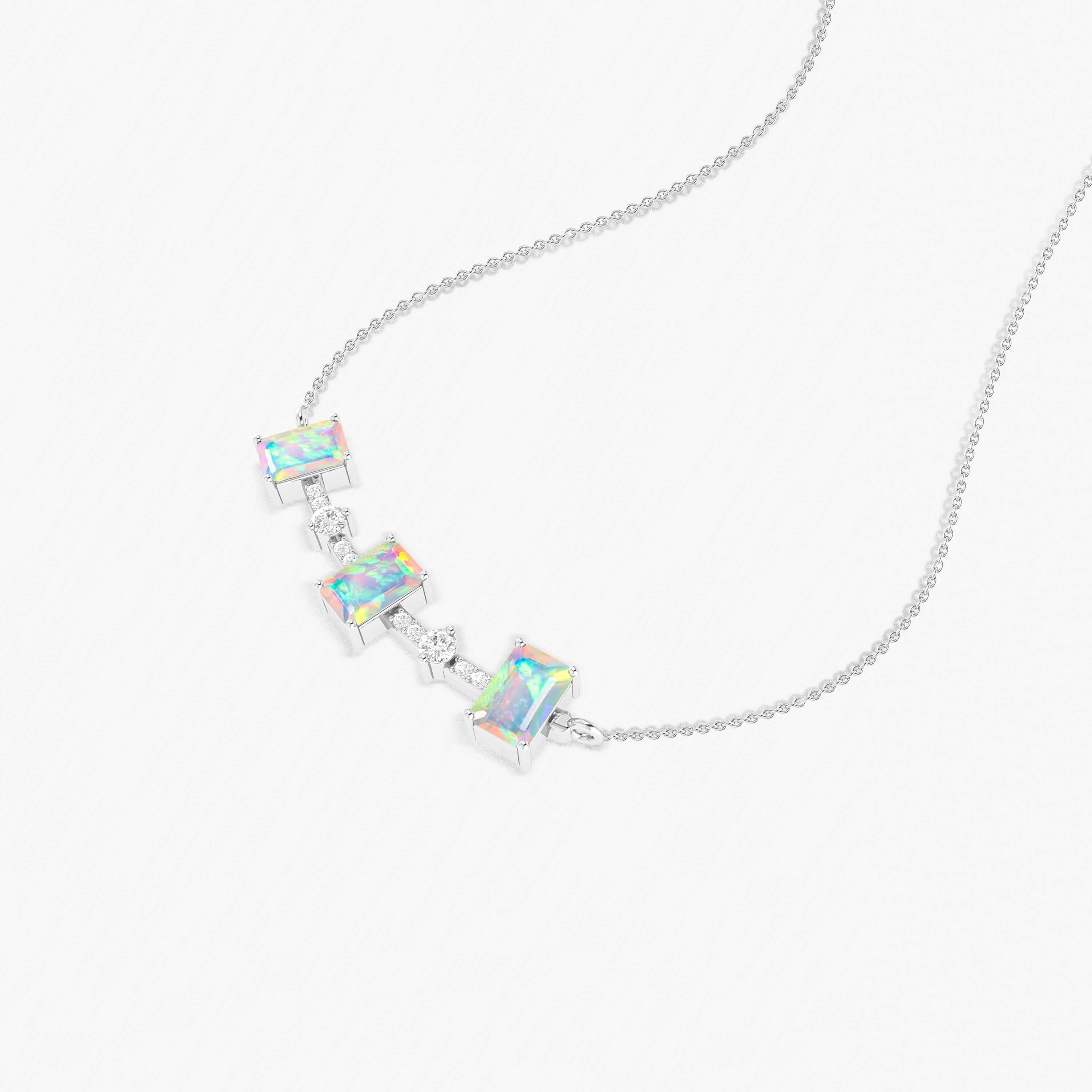 White Opal Pendant Necklace