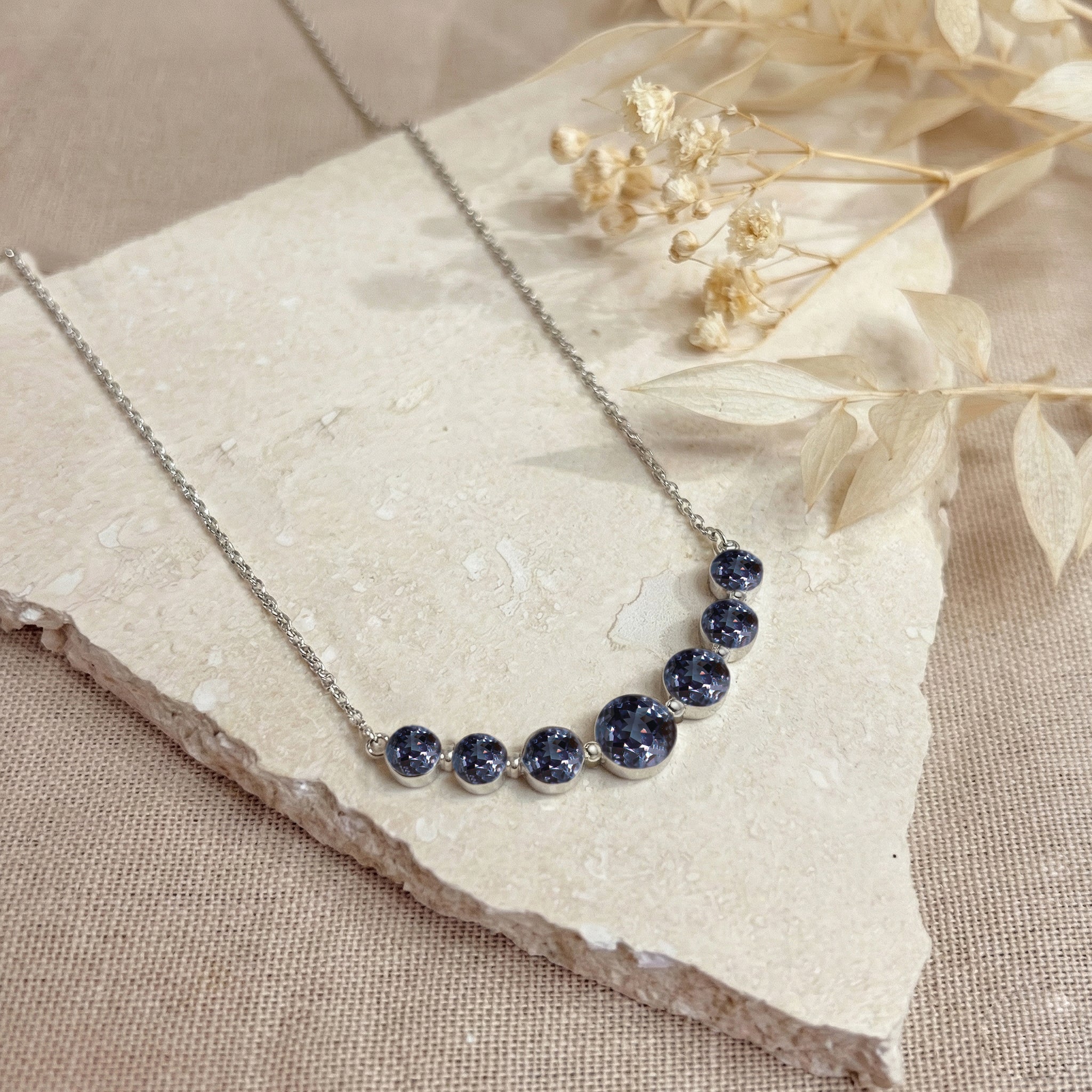 Alexandrite Curved Bar Necklace in 925 Sterling Silver 2.55ct