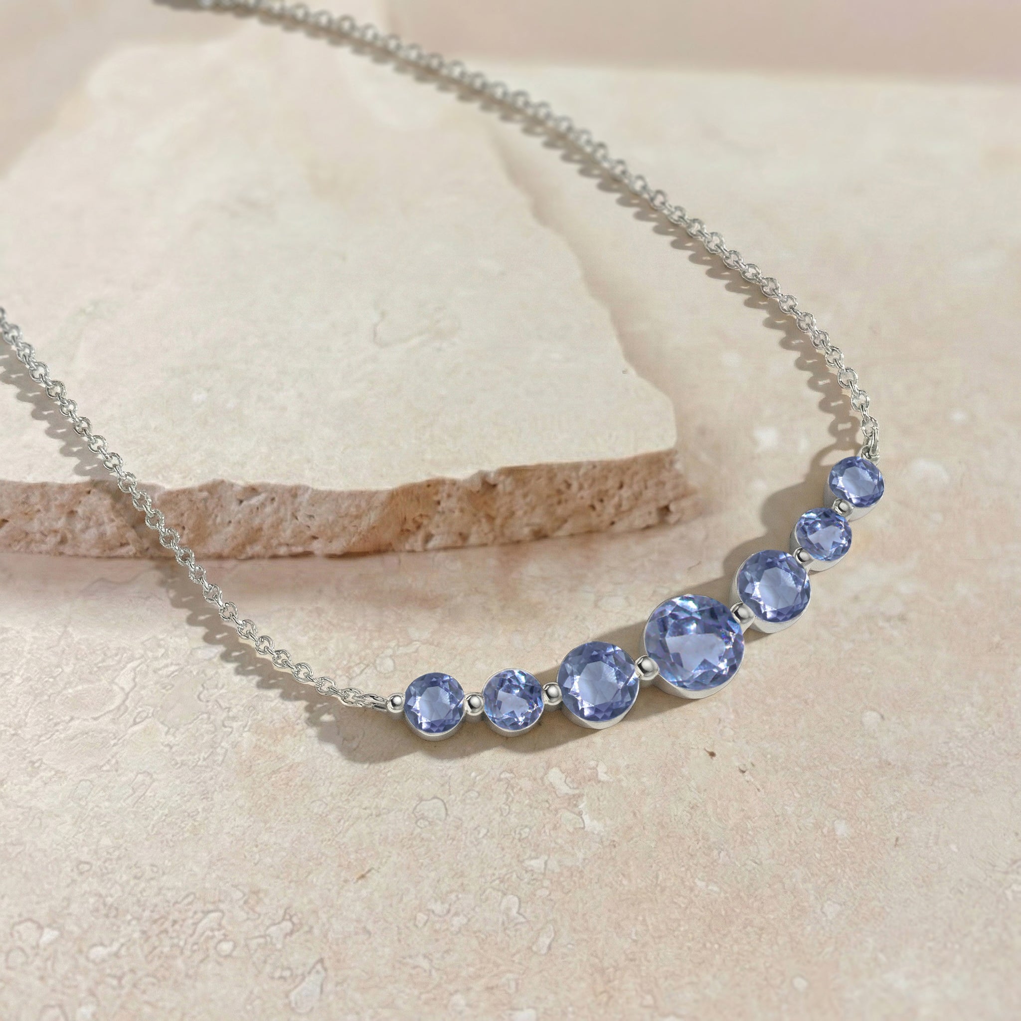 Alexandrite Curved Bar Necklace in 925 Sterling Silver 2.55ct