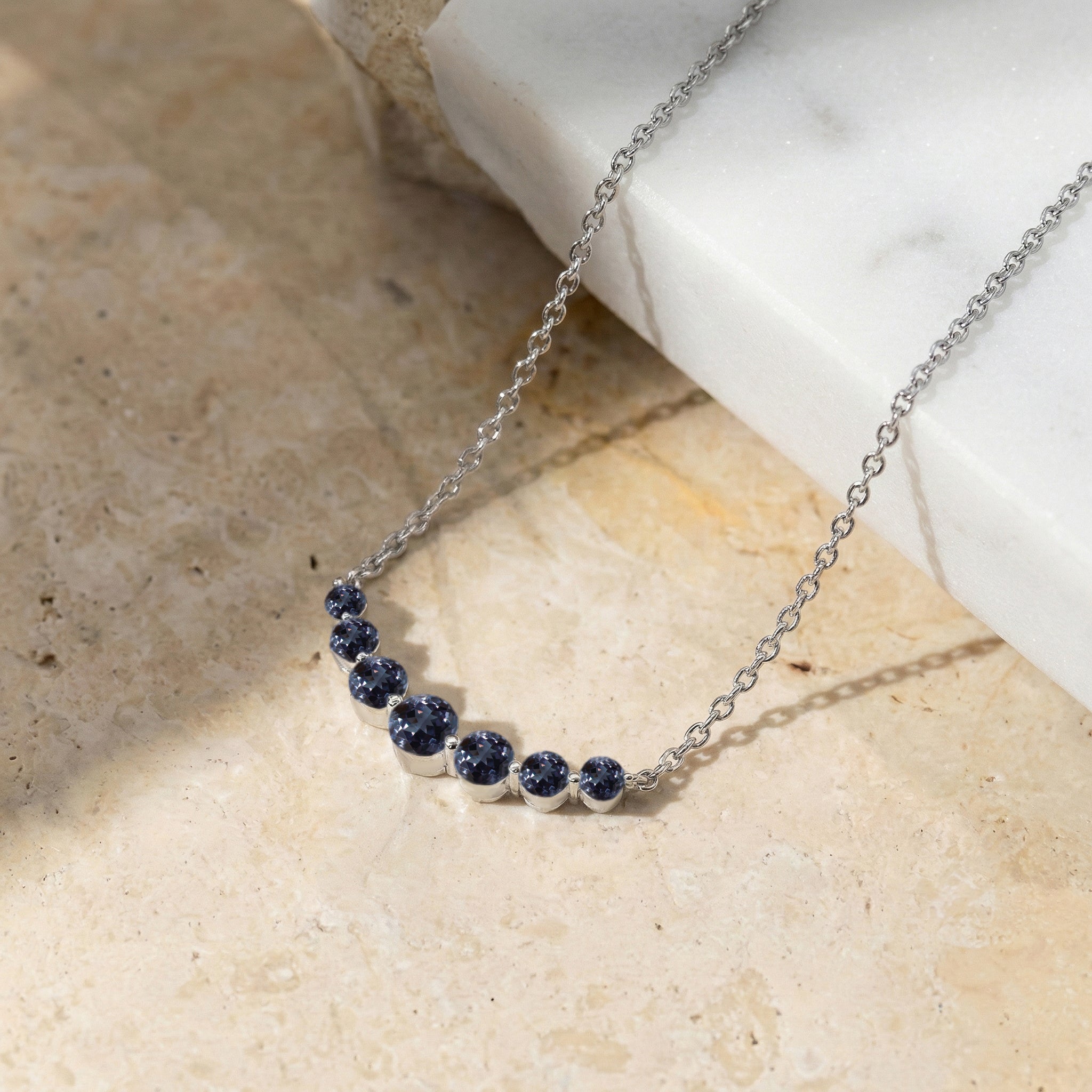 Alexandrite Curved Bar Necklace in 925 Sterling Silver 2.55ct