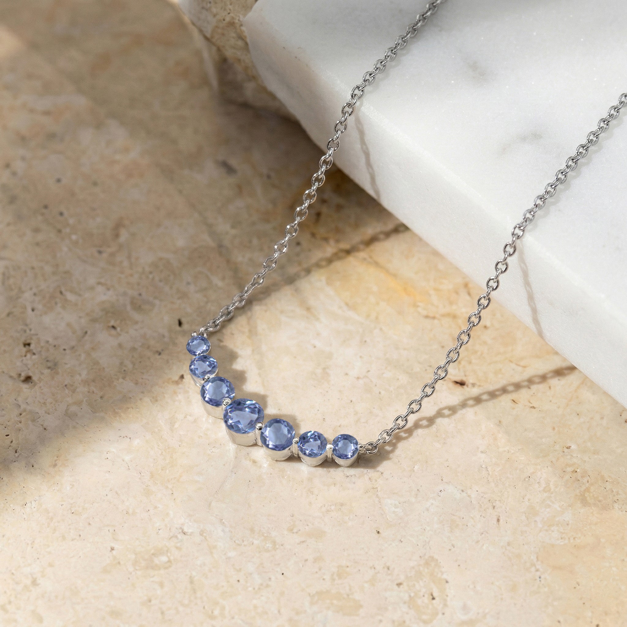Alexandrite Curved Bar Necklace in 925 Sterling Silver 2.55ct
