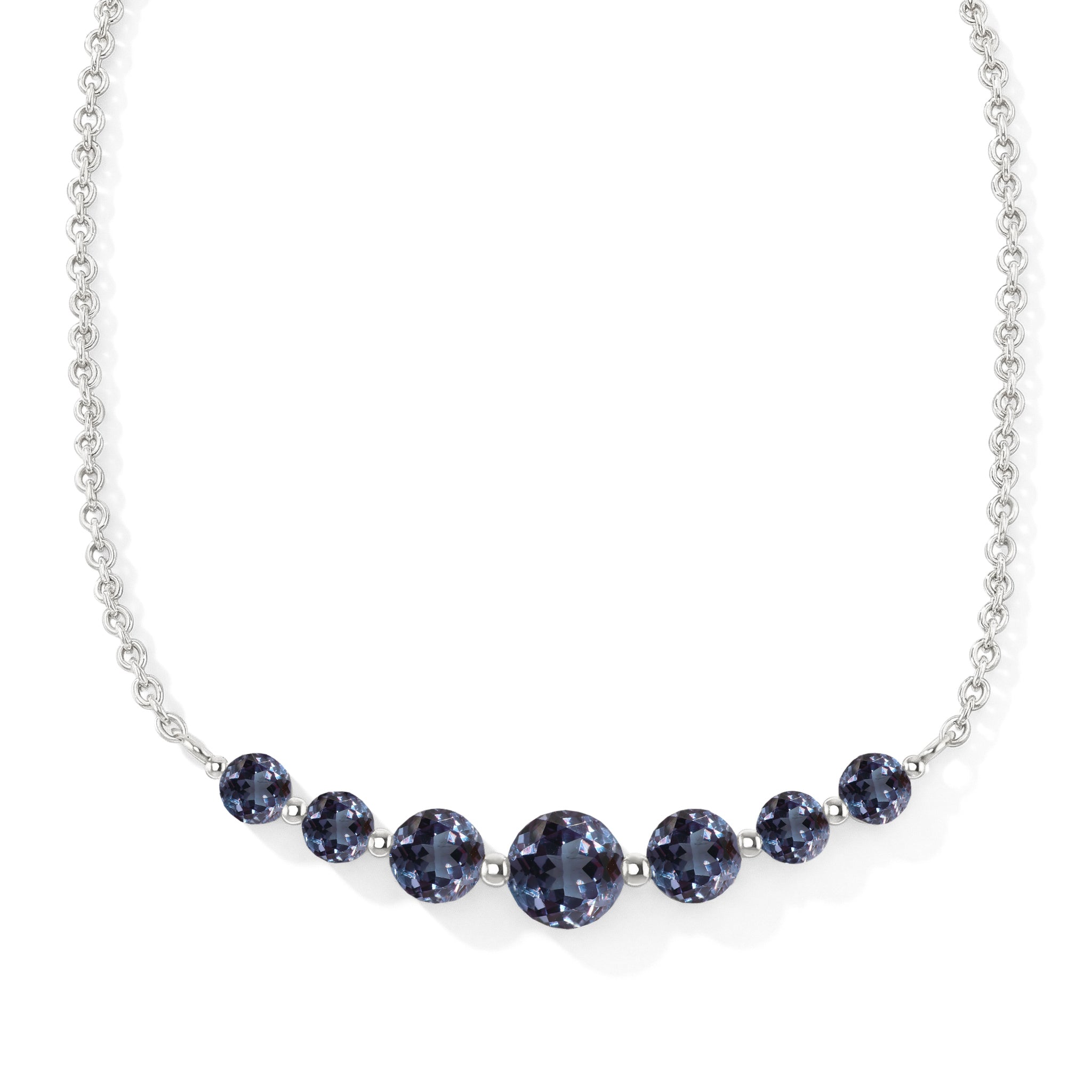 Alexandrite Curved Bar Necklace in 925 Sterling Silver 2.55ct