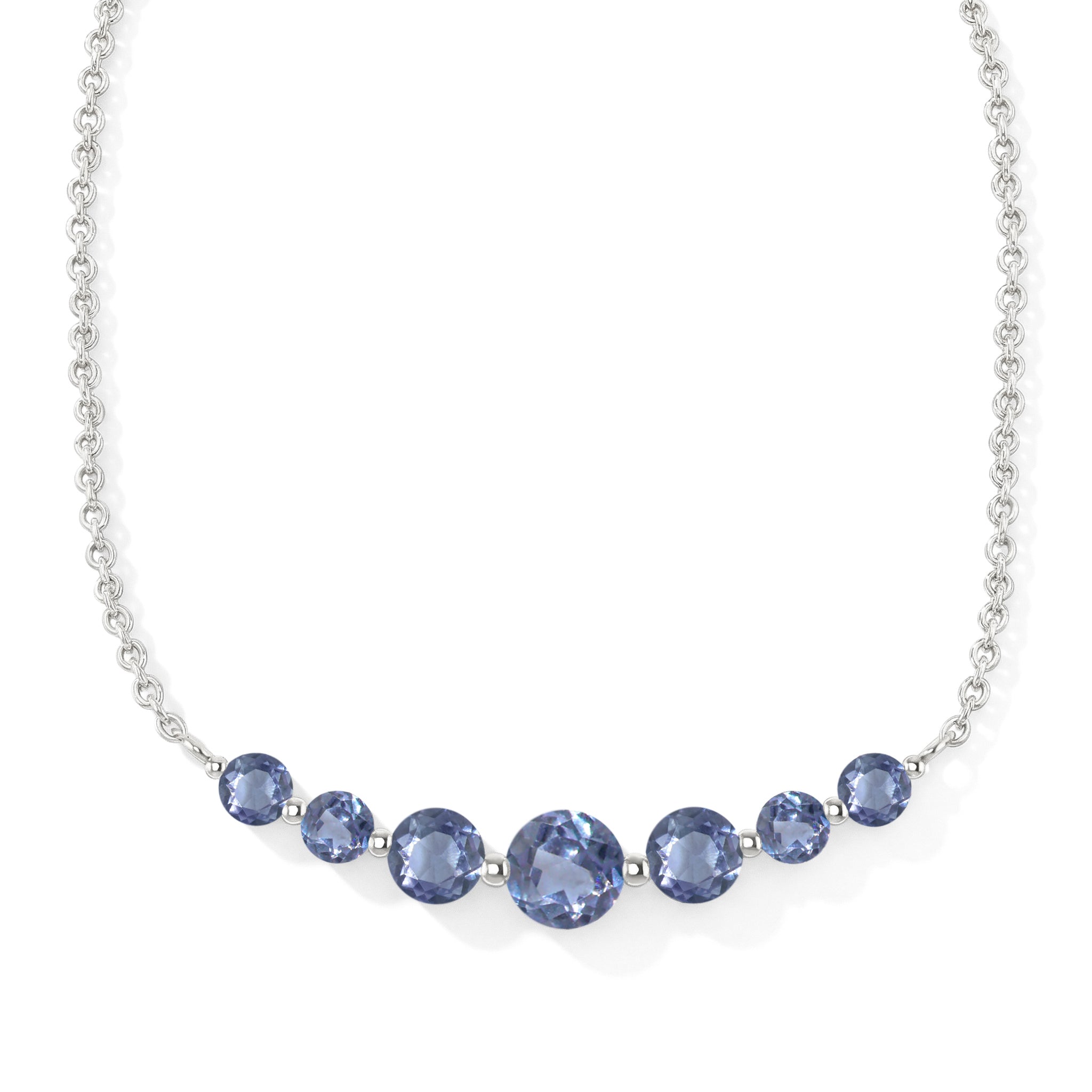 Alexandrite Curved Bar Necklace in 925 Sterling Silver 2.55ct