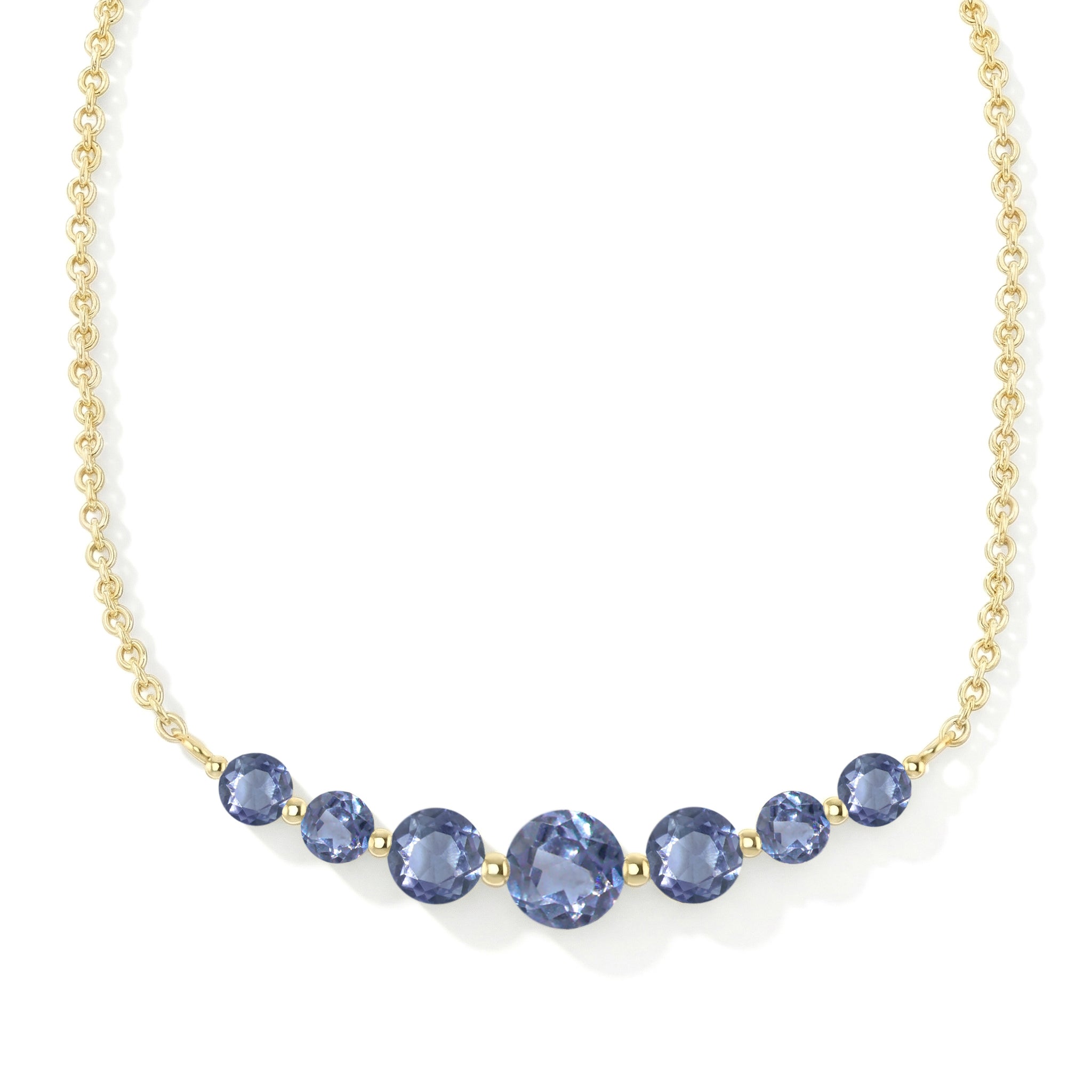 Alexandrite Curved Bar Necklace in 925 Sterling Silver 2.55ct
