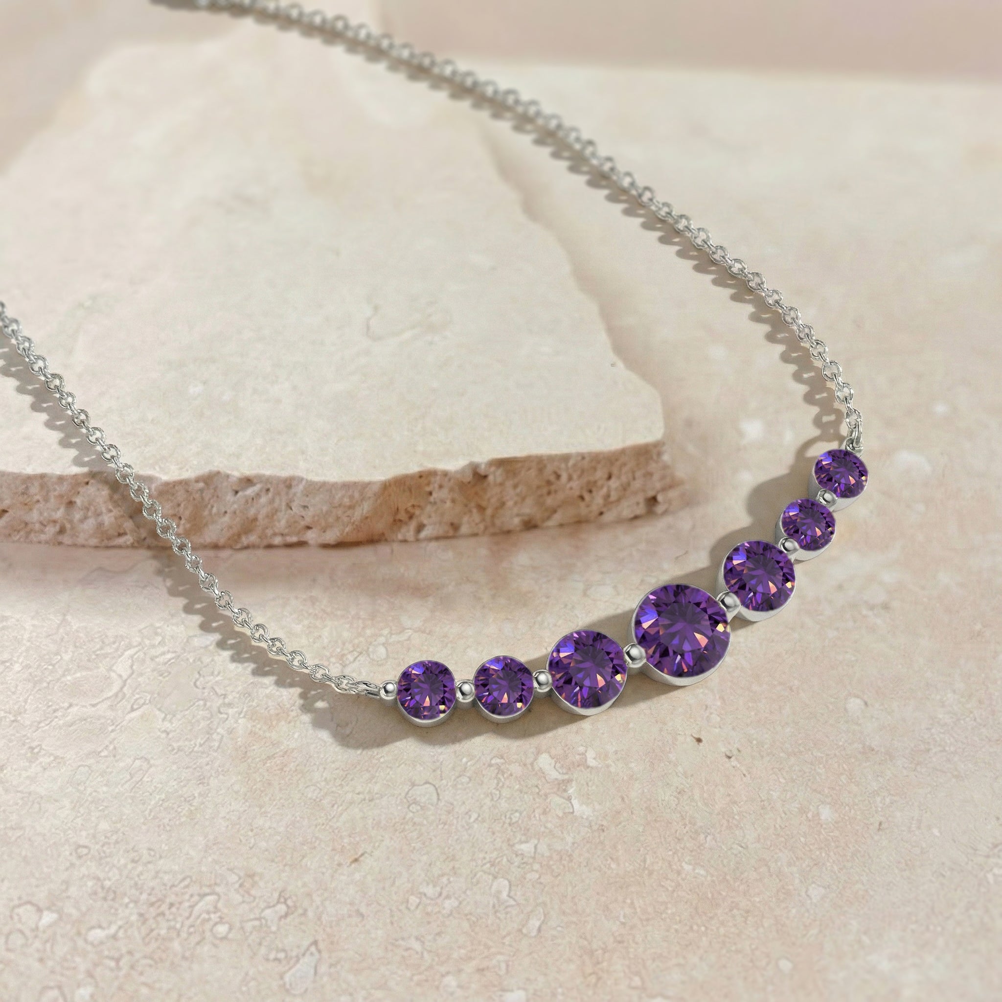 Amethyst Curved Bar Necklace in 925 Sterling Silver 2.55ct