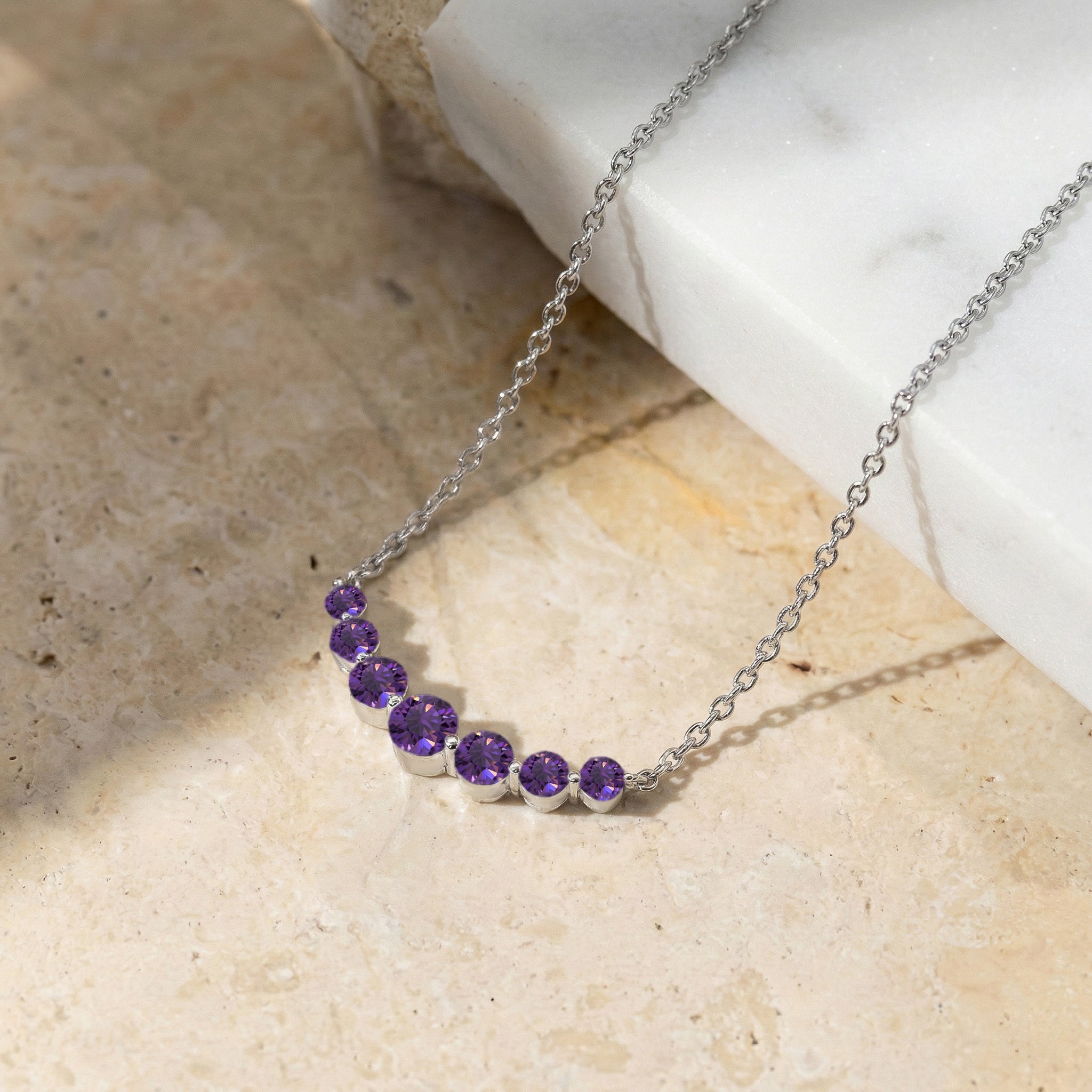 Amethyst Curved Bar Necklace in 925 Sterling Silver 2.55ct