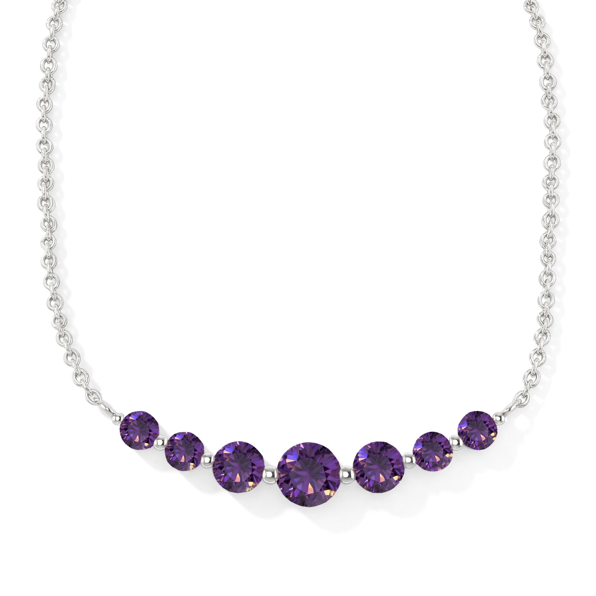 Amethyst Curved Bar Necklace in 925 Sterling Silver 2.55ct