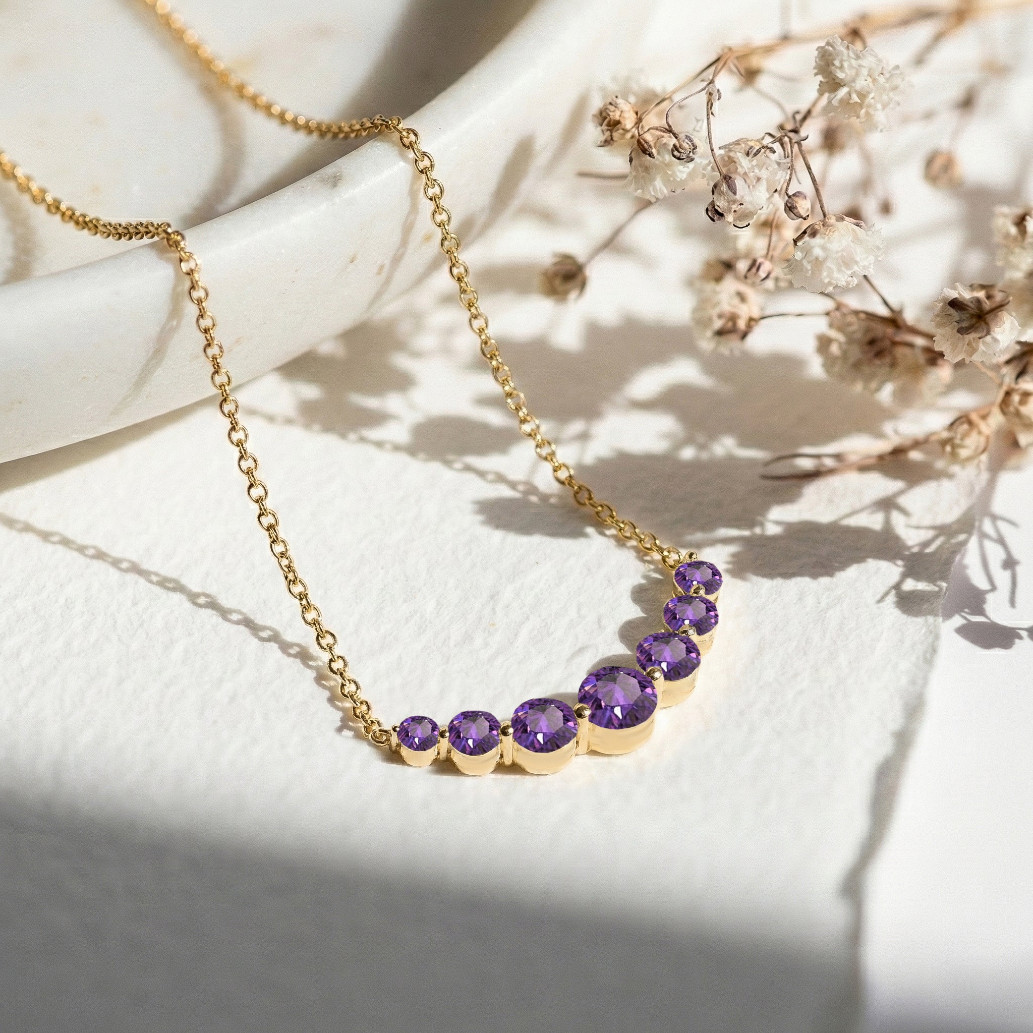 Amethyst Curved Bar Necklace in 925 Sterling Silver 2.55ct