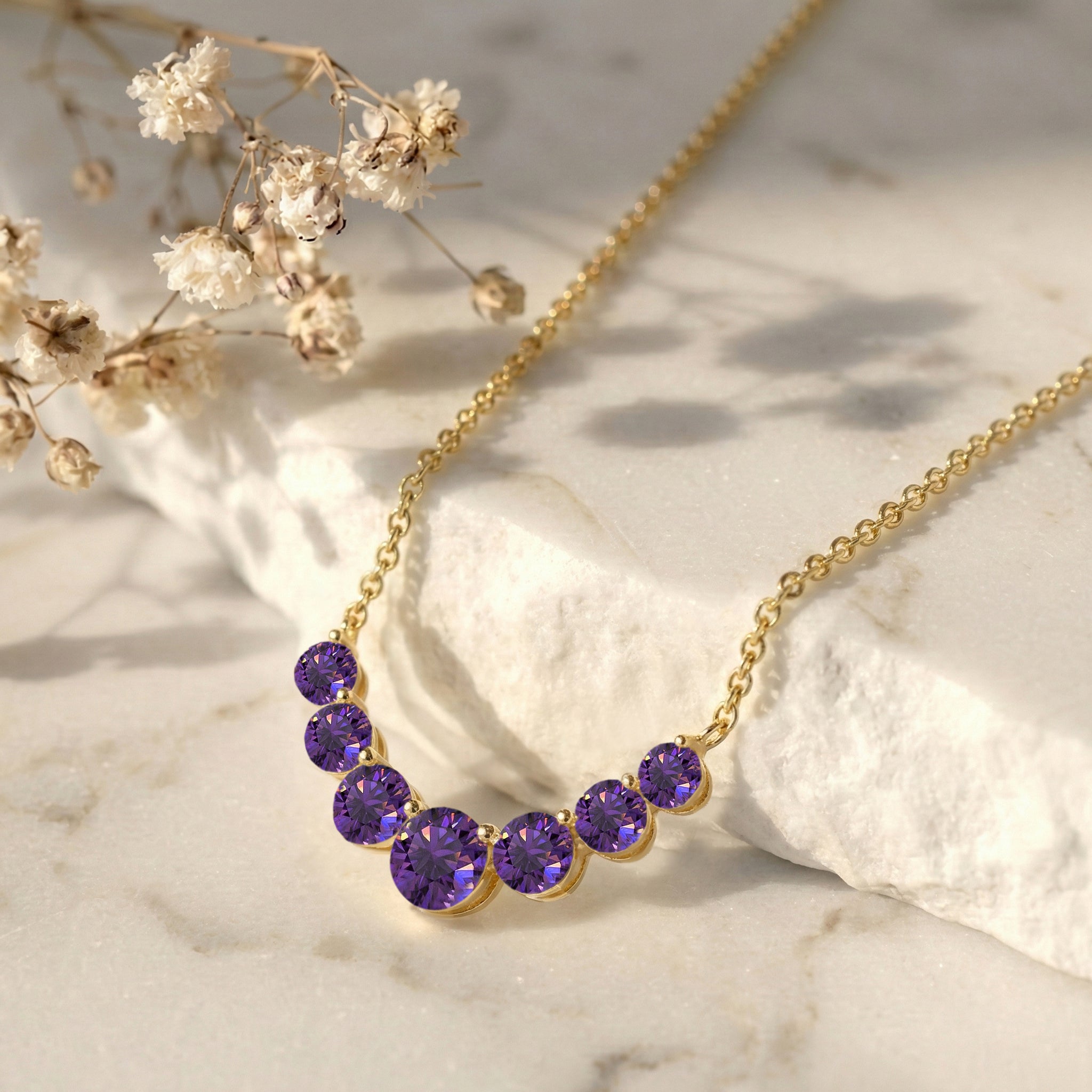 Amethyst Curved Bar Necklace in 925 Sterling Silver 2.55ct