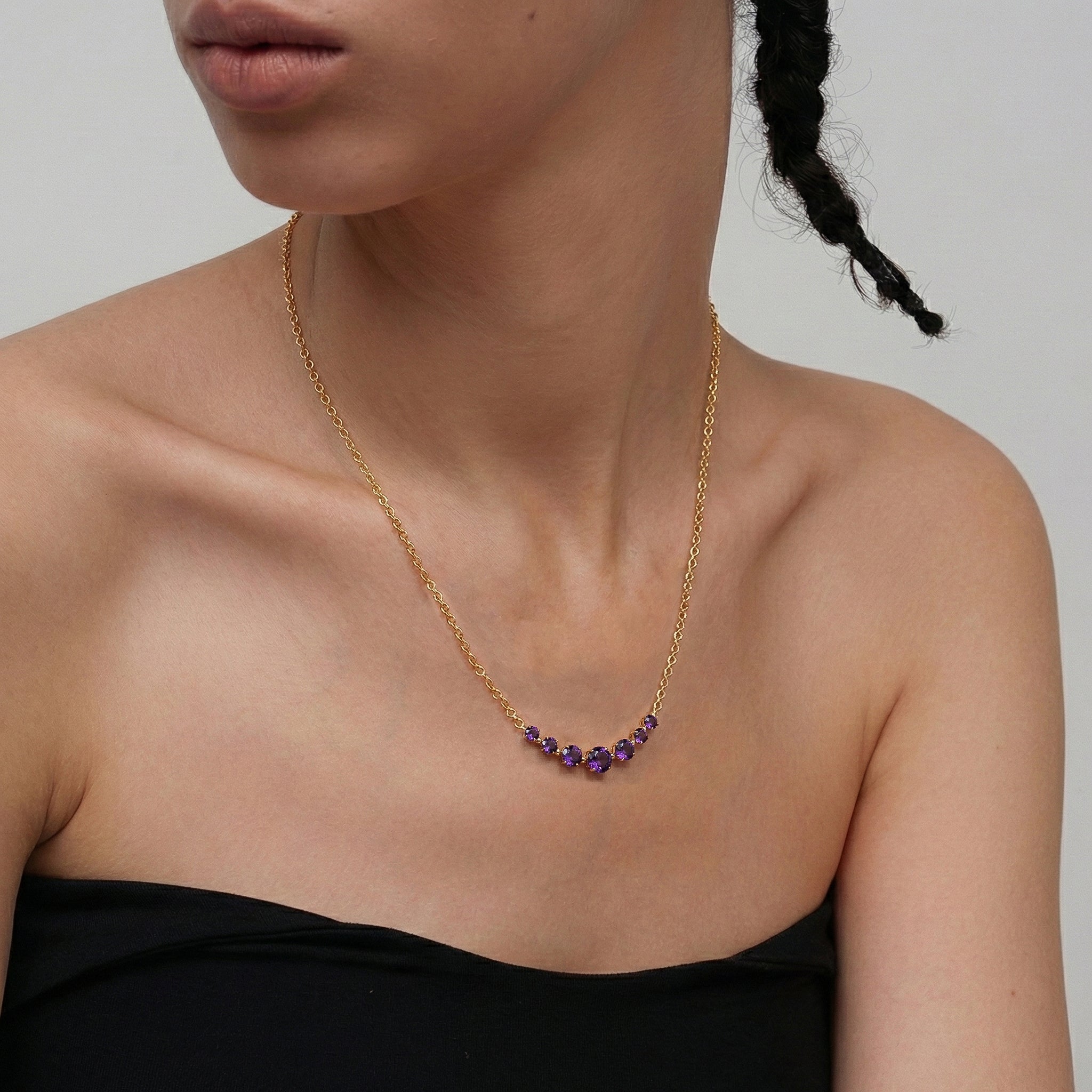 Amethyst Curved Bar Necklace in 925 Sterling Silver 2.55ct