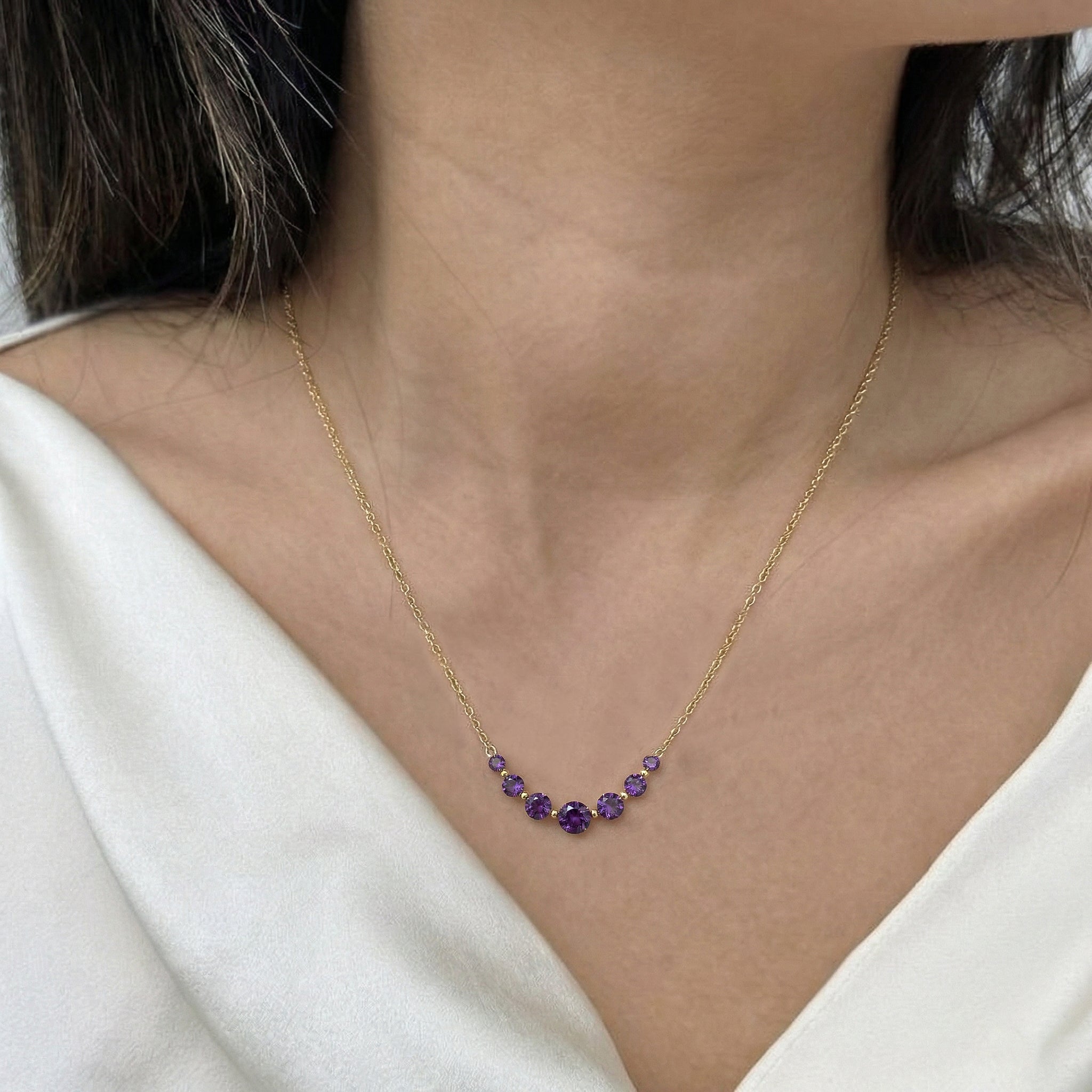 Amethyst Curved Bar Necklace in 925 Sterling Silver 2.55ct