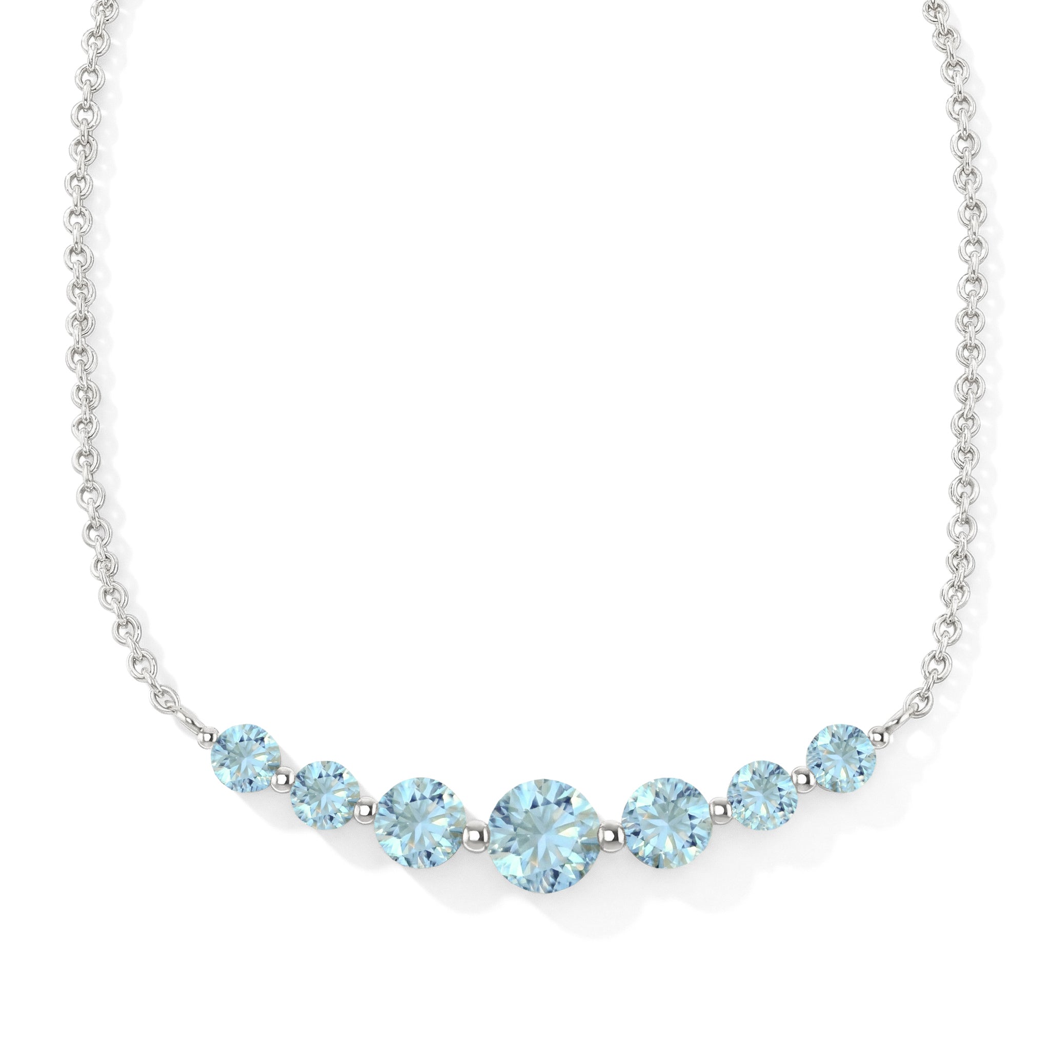 Aquamarine Curved Bar Necklace in 925 Sterling Silver 2.55ct