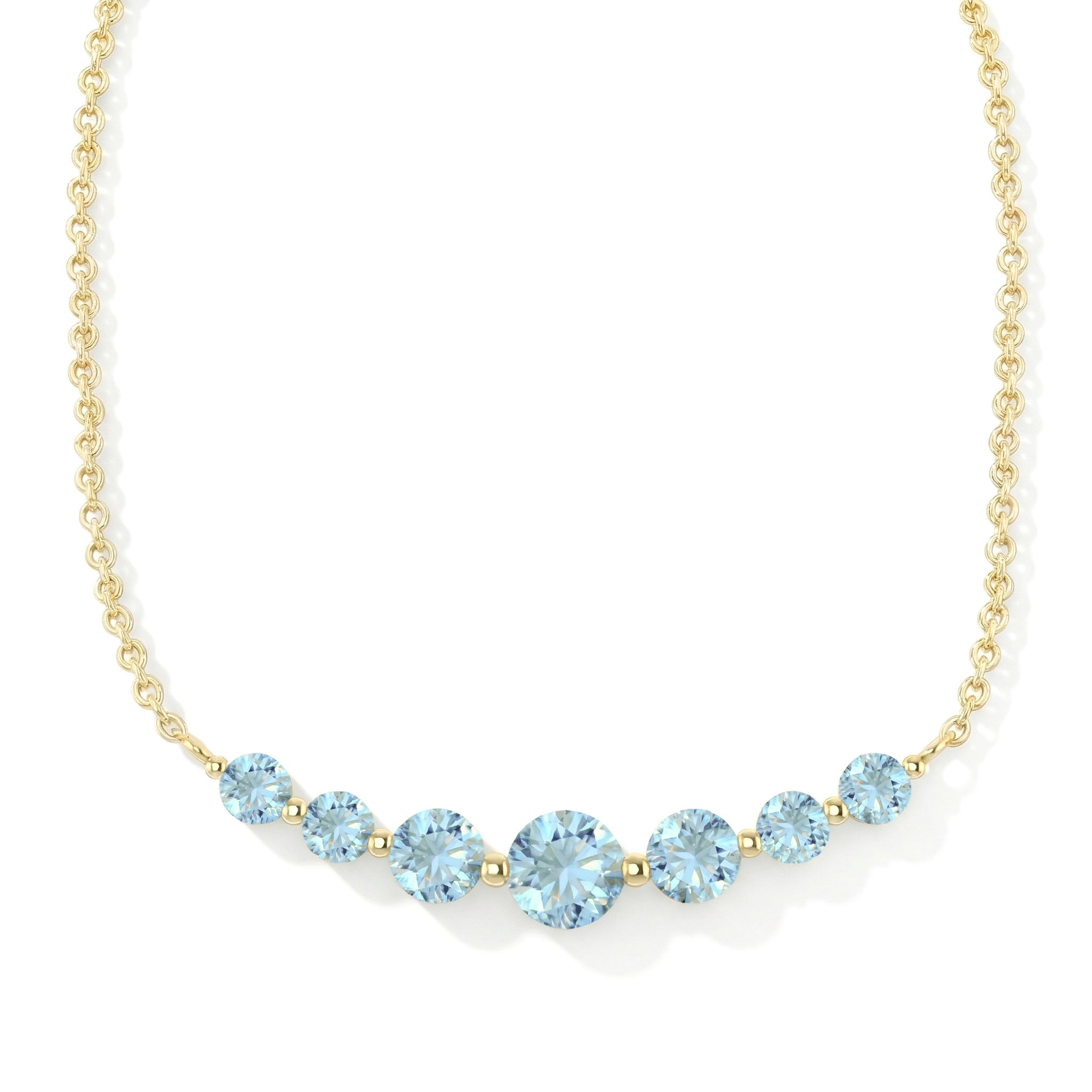 Aquamarine Curved Bar Necklace in Yellow Gold Plated 2.55ct
