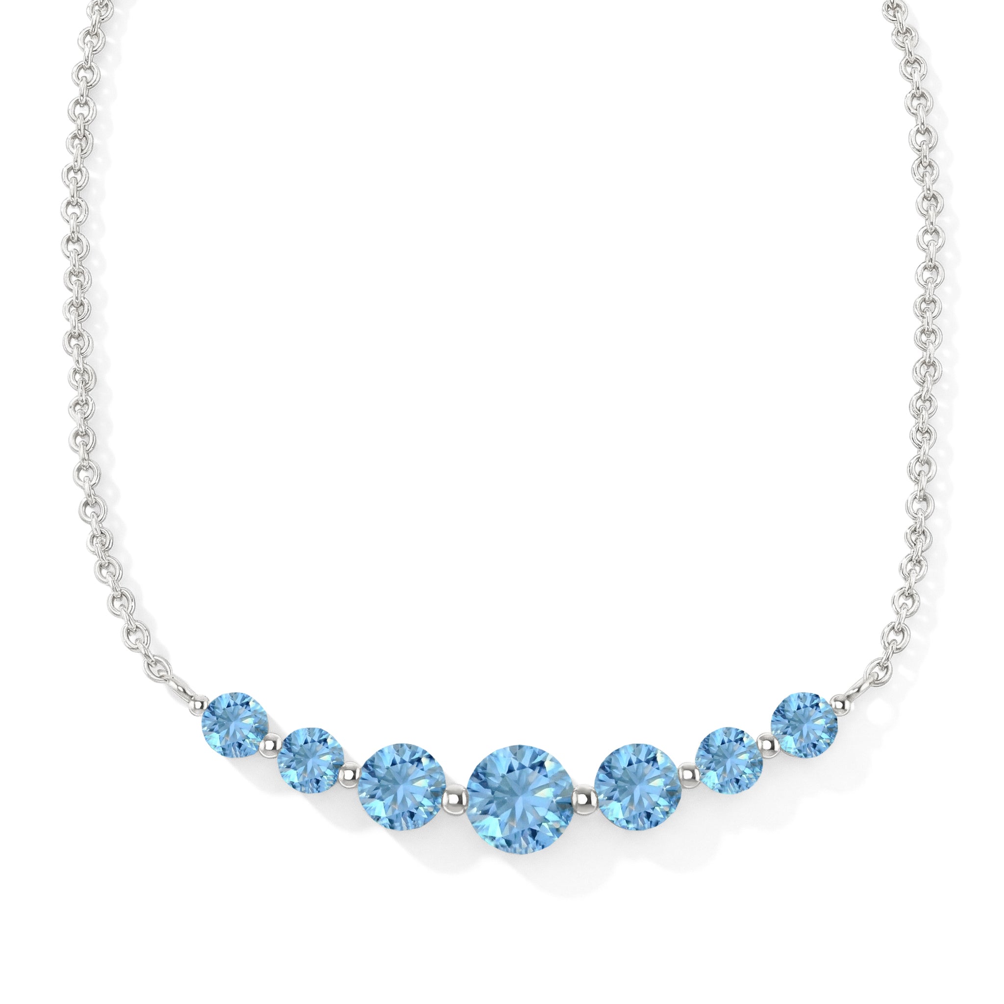 Blue Topaz Curved Bar Necklace in 925 Sterling Silver 2.55ct