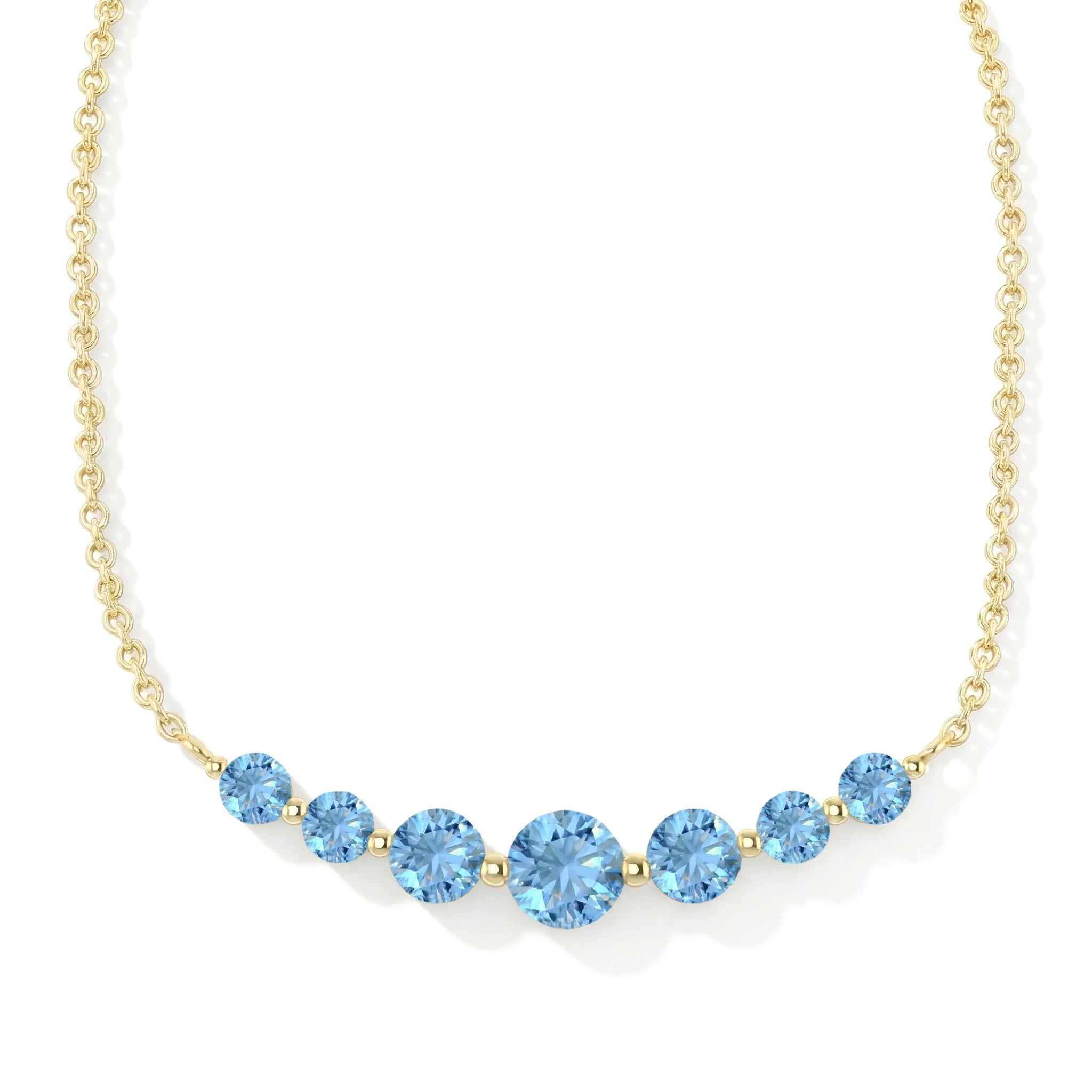 Blue Topaz Curved Bar Pendant Necklace in Yellow Gold Plated 2.55ct