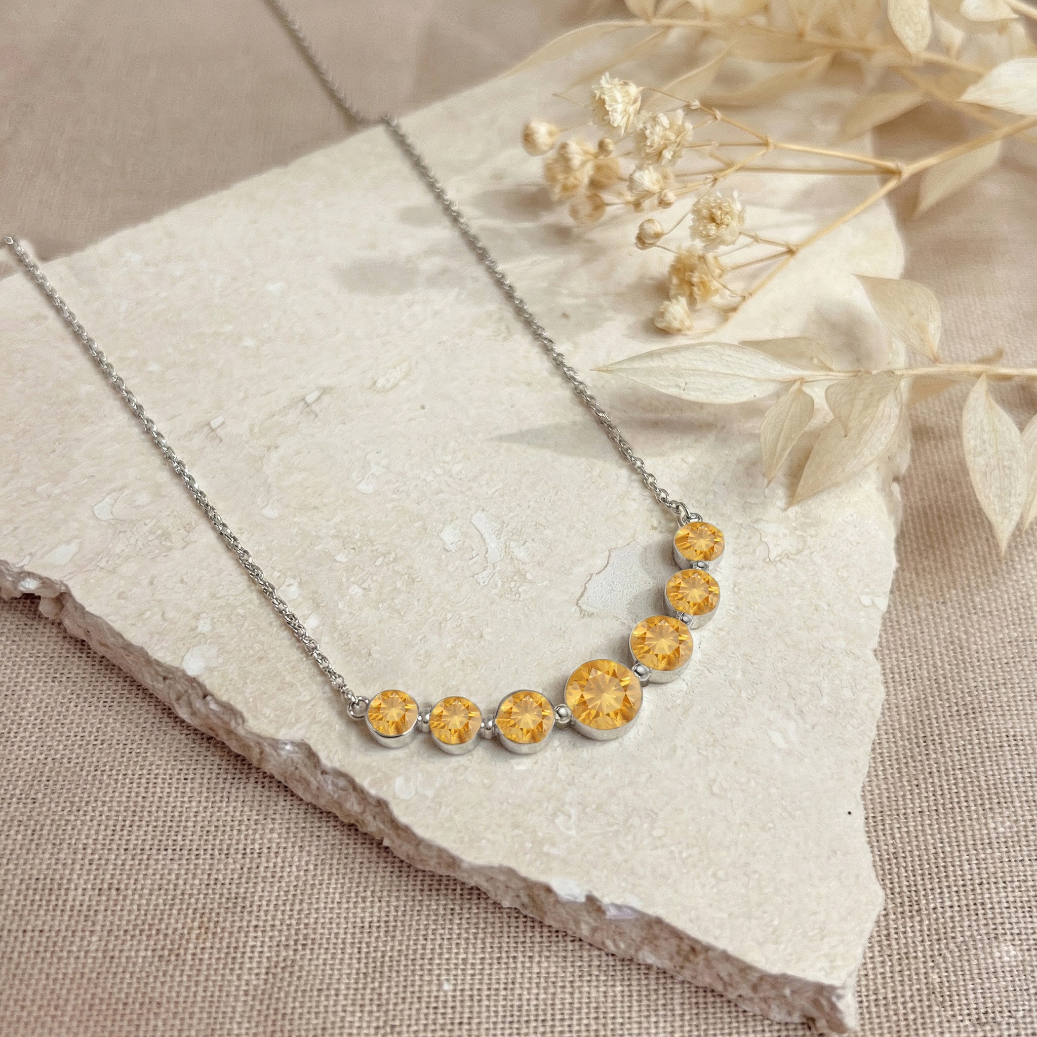 Citrine Curved Bar Necklace in 925 Sterling Silver 2.55ct
