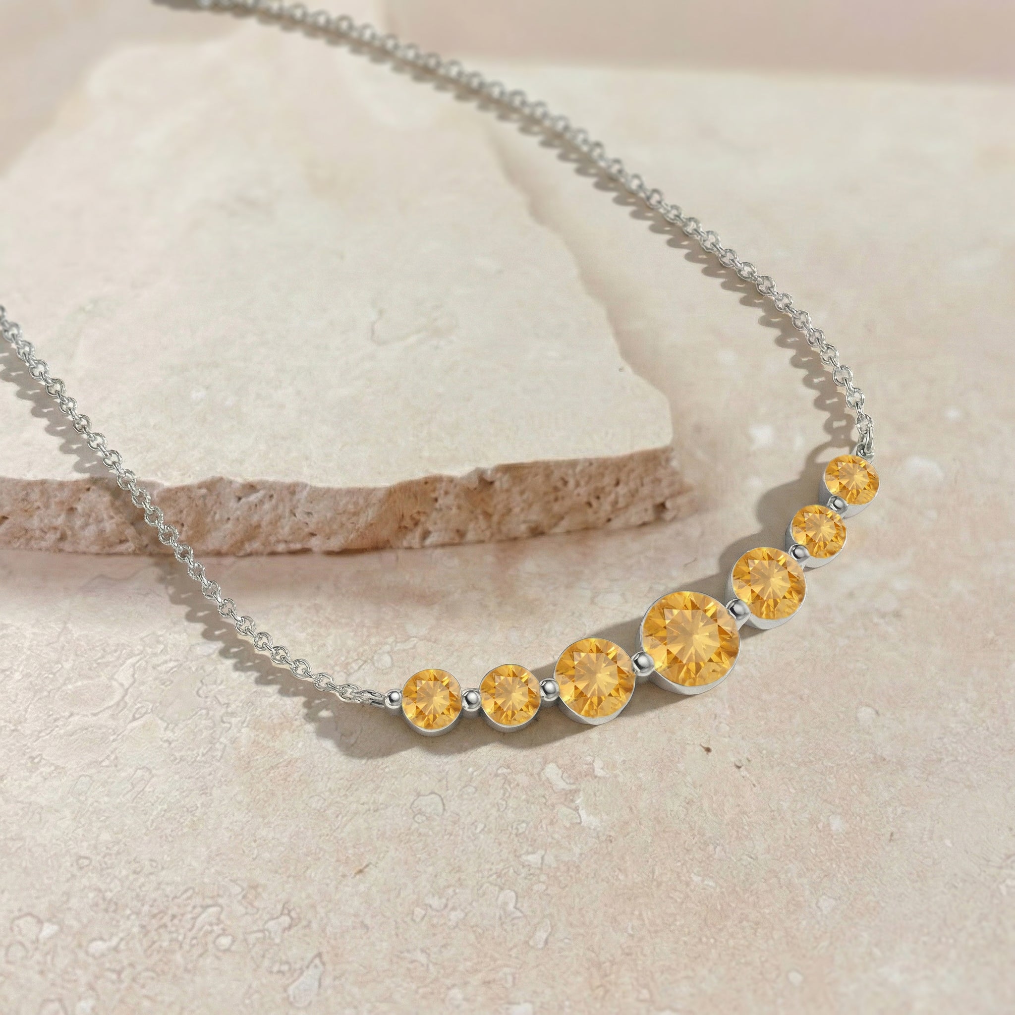 Citrine Curved Bar Necklace in 925 Sterling Silver 2.55ct