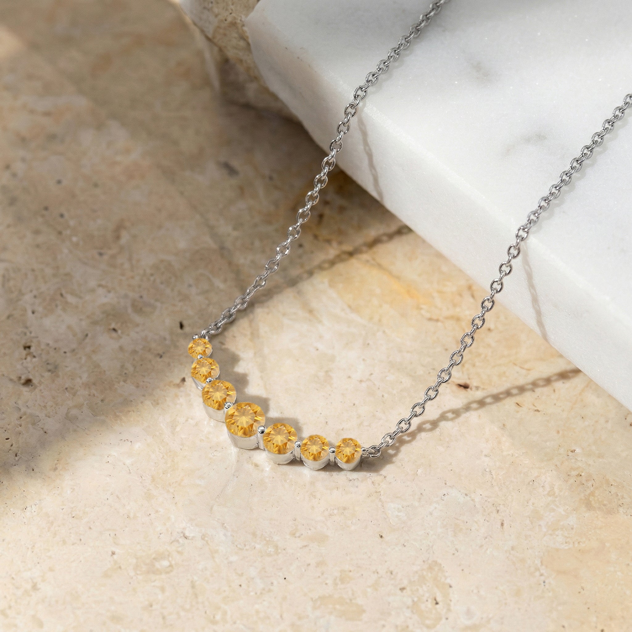 Citrine Curved Bar Necklace in 925 Sterling Silver 2.55ct