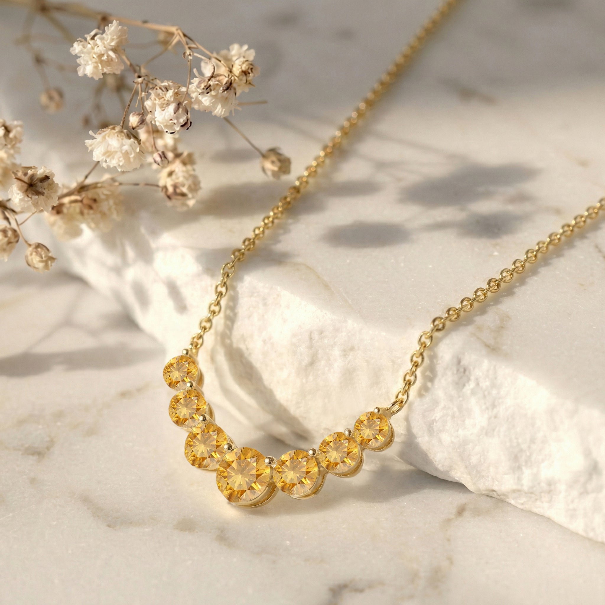 Citrine Curved Bar Necklace in 925 Sterling Silver 2.55ct
