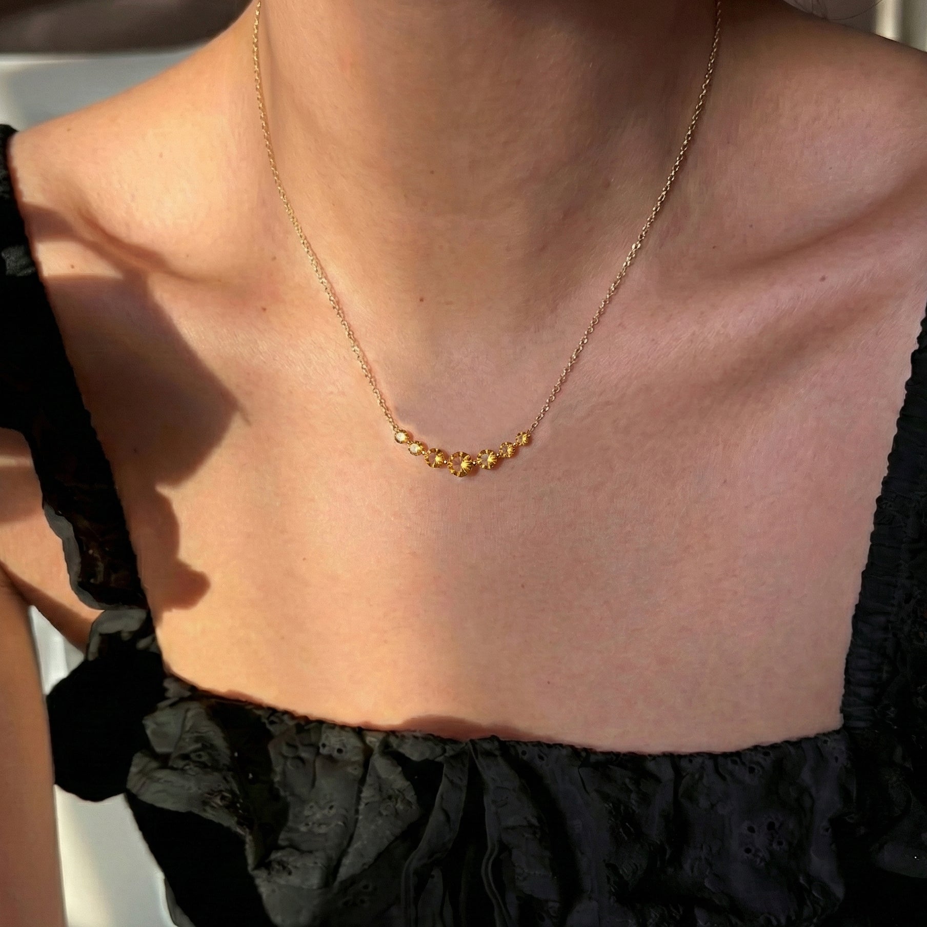 Citrine Curved Bar Necklace in 925 Sterling Silver 2.55ct