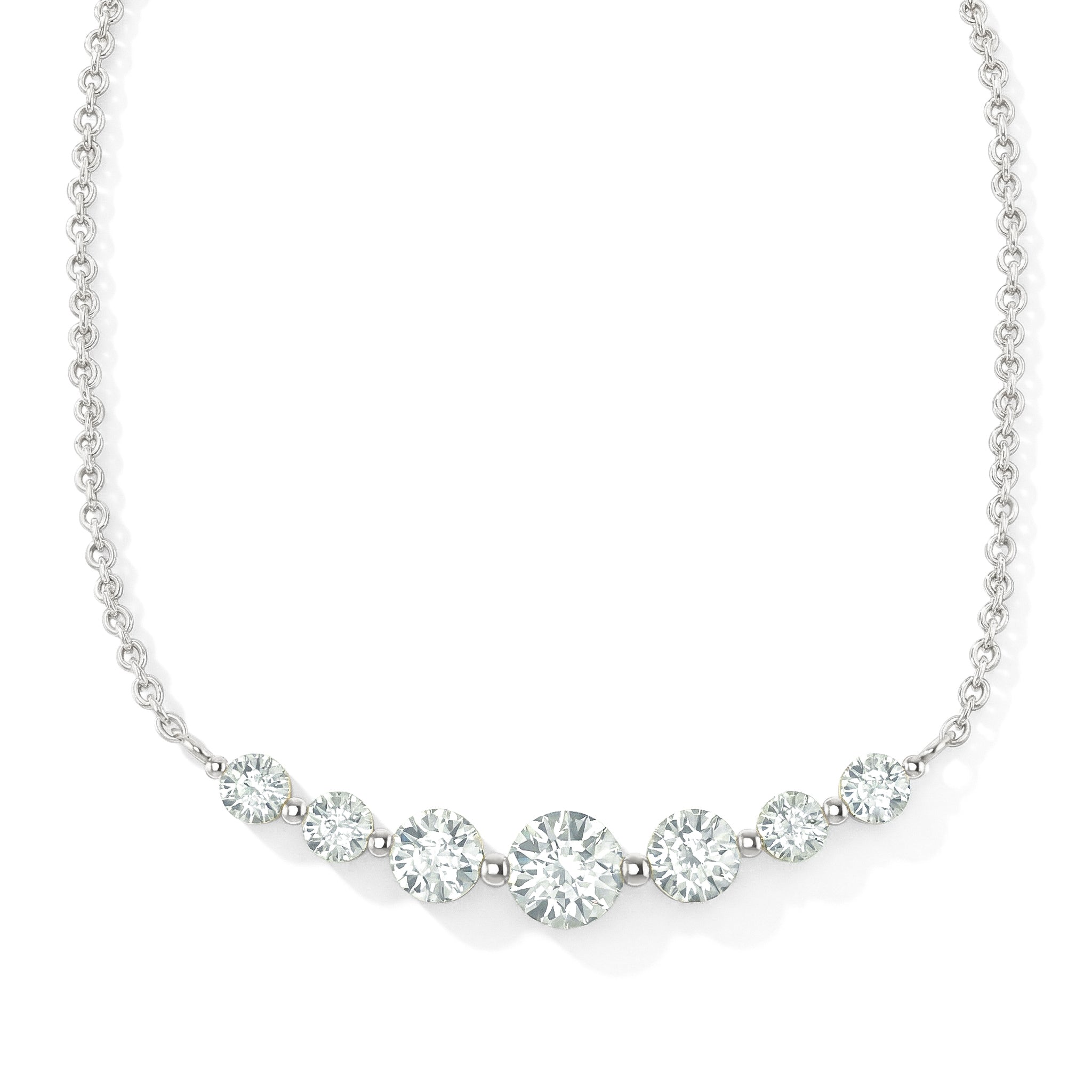 Simulated Diamond Curved Bar Necklace in 925 Sterling Silver 2.55ct