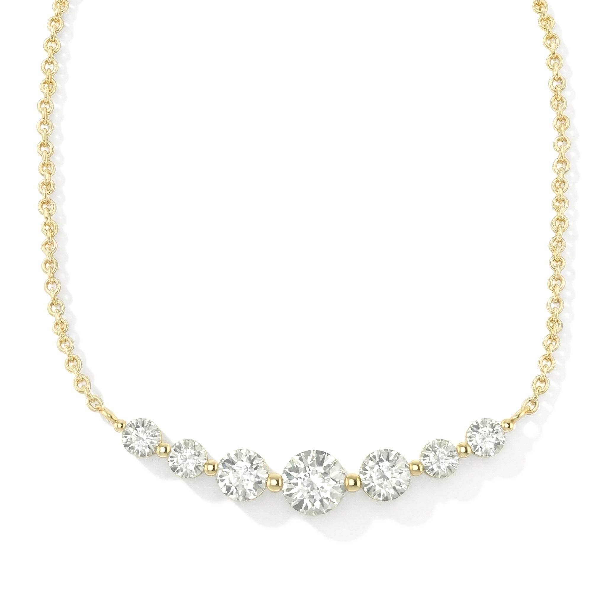 Simulated Diamond Curved Bar Necklace in Yellow Gold Plated 2.55ct