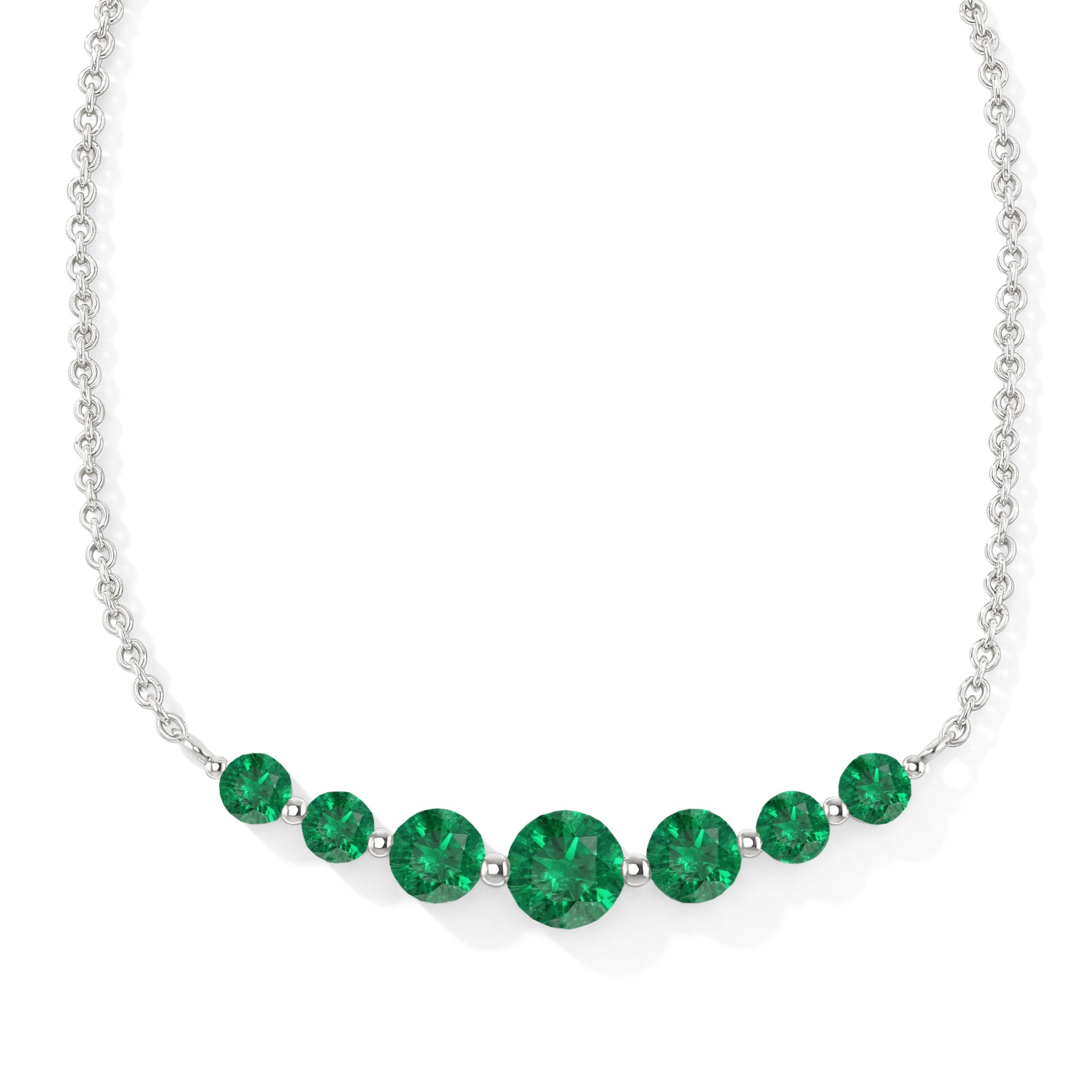 Emerald Curved Bar Necklace in 925 Sterling Silver 2.55ct