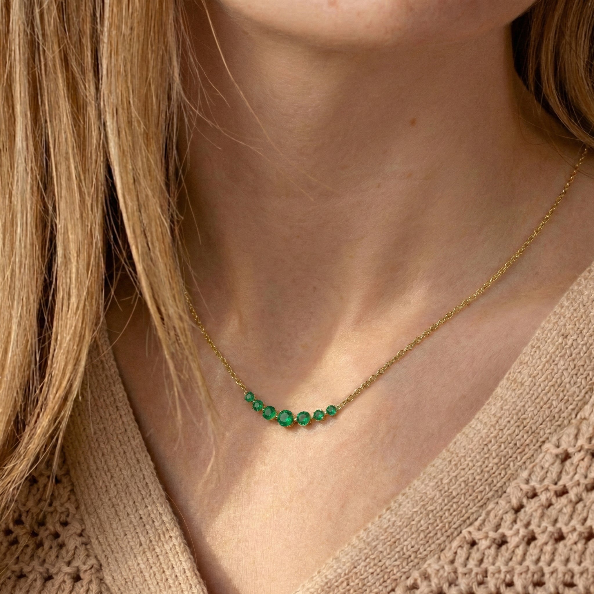 Emerald Curved Bar Necklace in 925 Sterling Silver 2.55ct