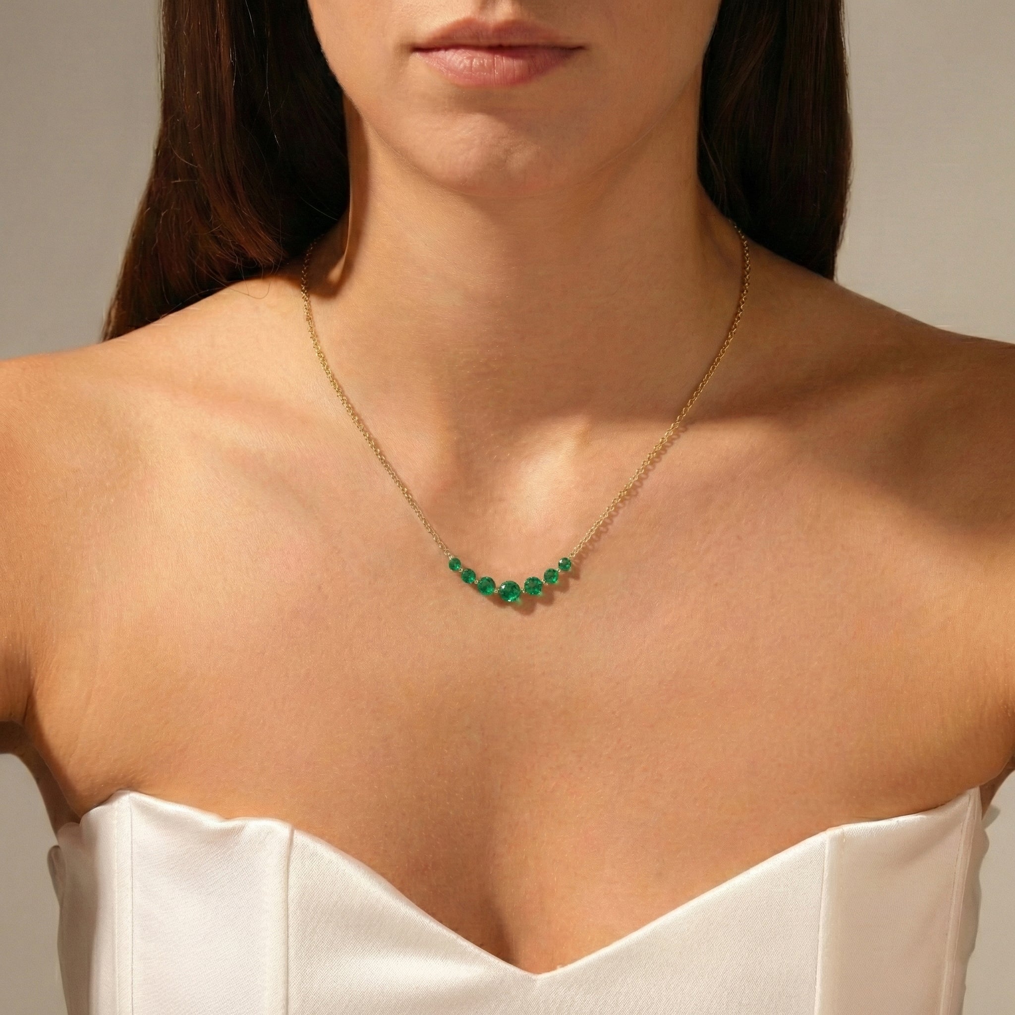 Emerald Curved Bar Necklace in 925 Sterling Silver 2.55ct
