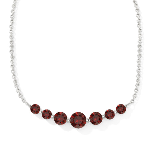 Garnet Curved Bar Necklace in 925 Sterling Silver 2.55ct