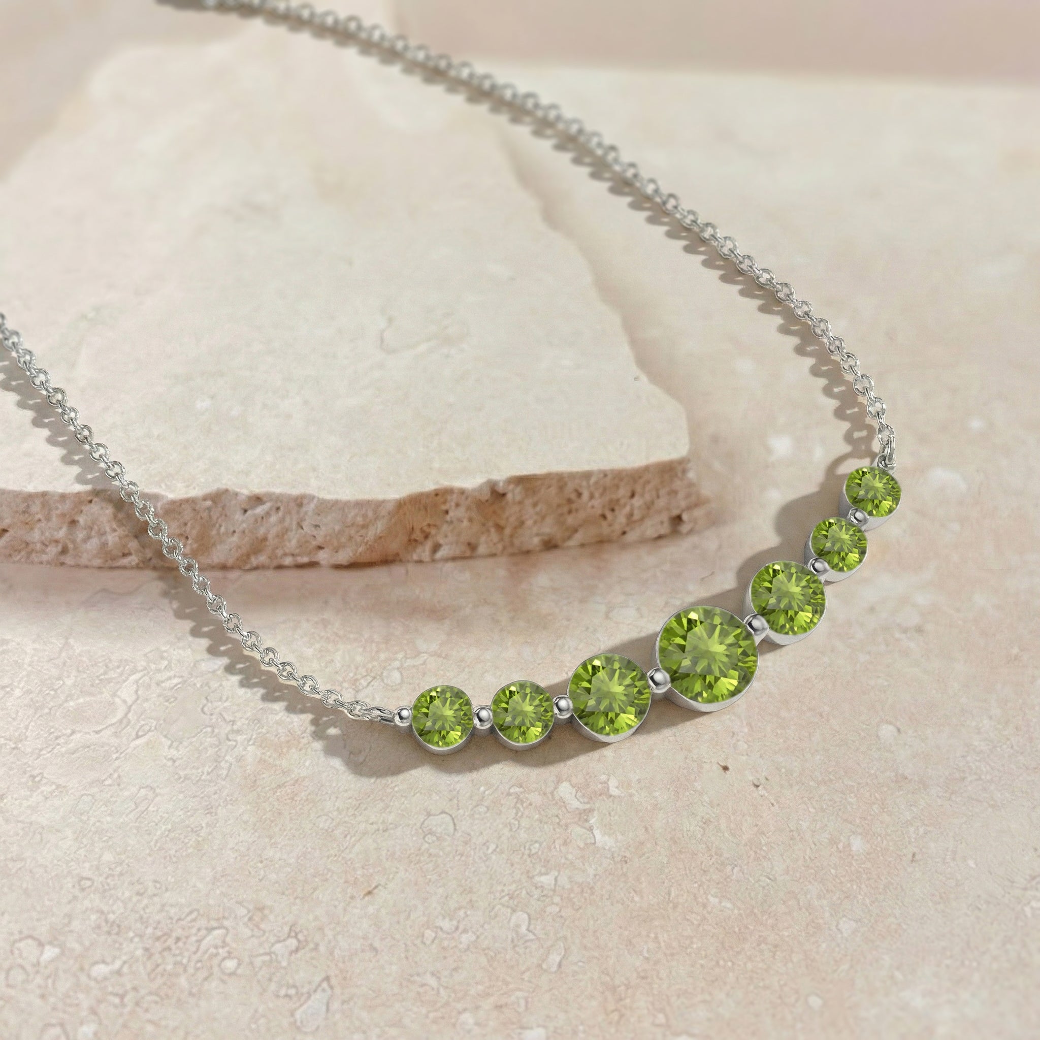 Peridot Curved Bar Necklace in 925 Sterling Silver 2.55ct