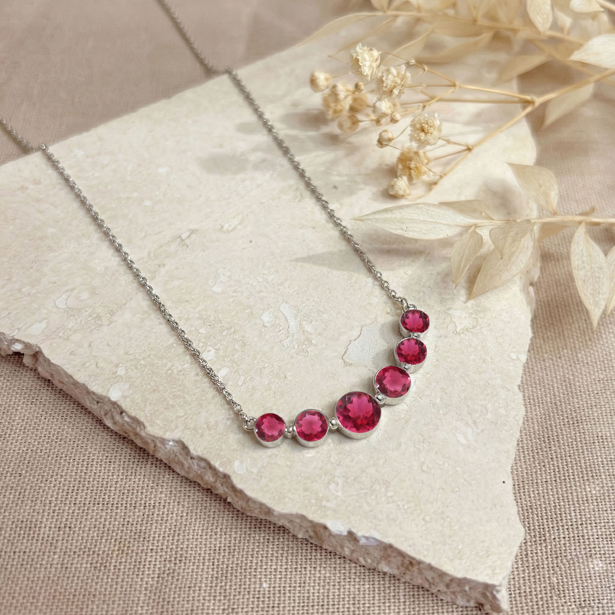 Pink Tourmaline Curved Bar Necklace in 925 Sterling Silver 2.55ct