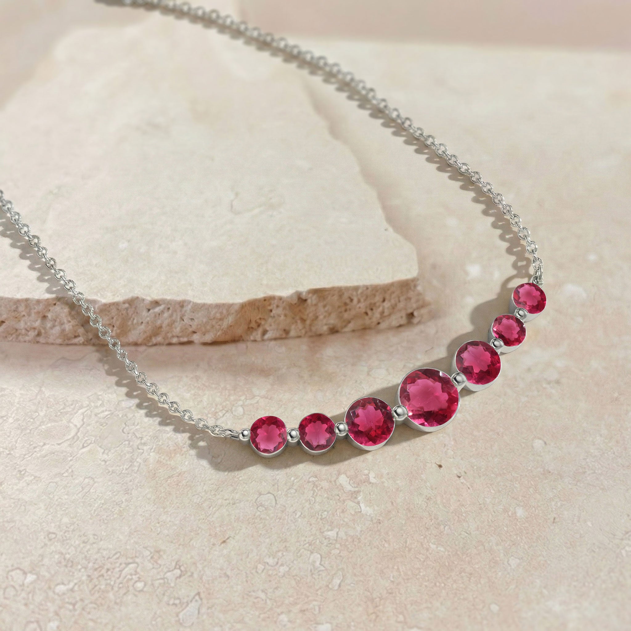 Pink Tourmaline Curved Bar Necklace in 925 Sterling Silver 2.55ct