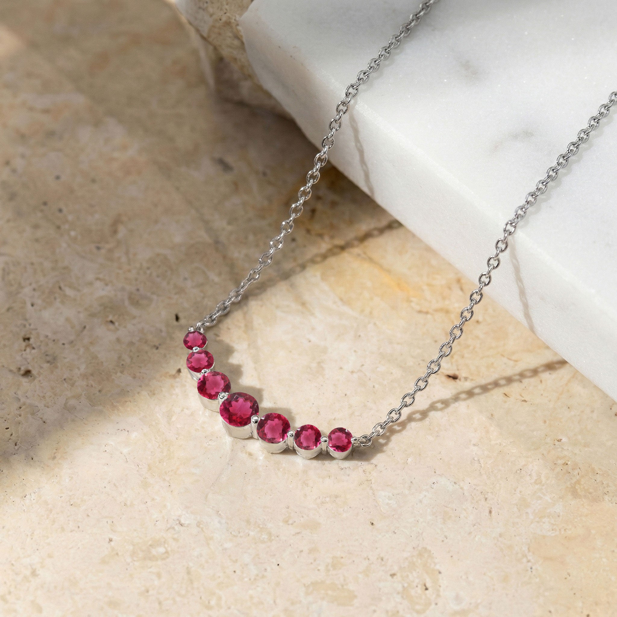 Pink Tourmaline Curved Bar Necklace in 925 Sterling Silver 2.55ct