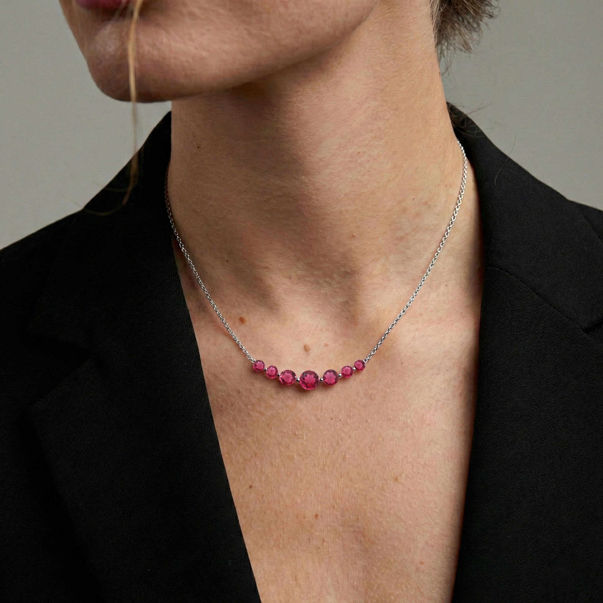 Pink Tourmaline Curved Bar Necklace in 925 Sterling Silver 2.55ct