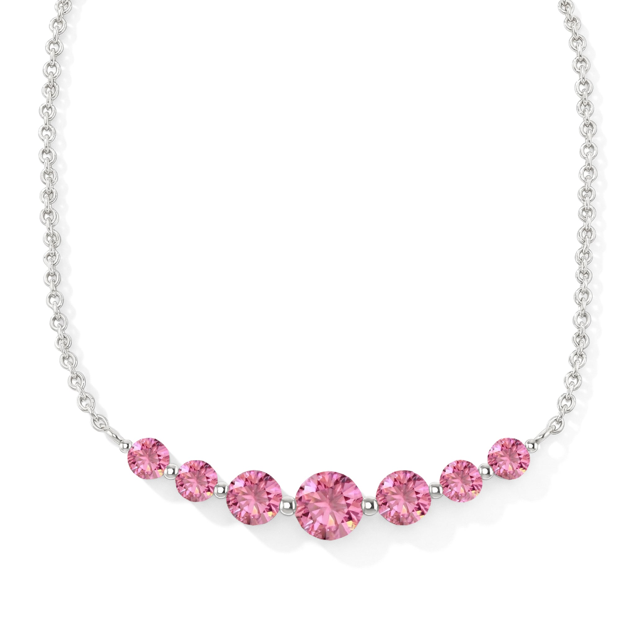 Pink Tourmaline Curved Bar Necklace in 925 Sterling Silver 2.55ct
