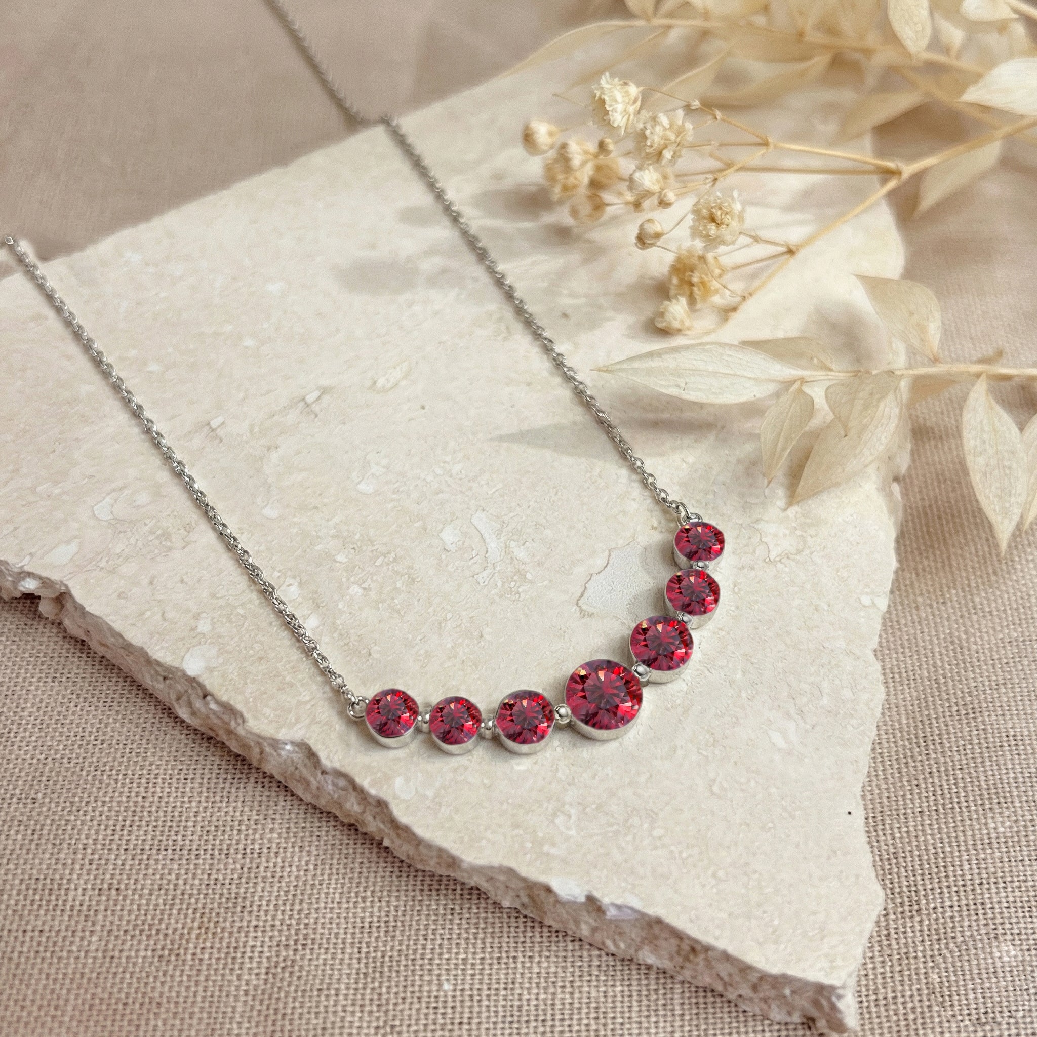 Ruby Curved Bar Necklace in 925 Sterling Silver 2.55ct
