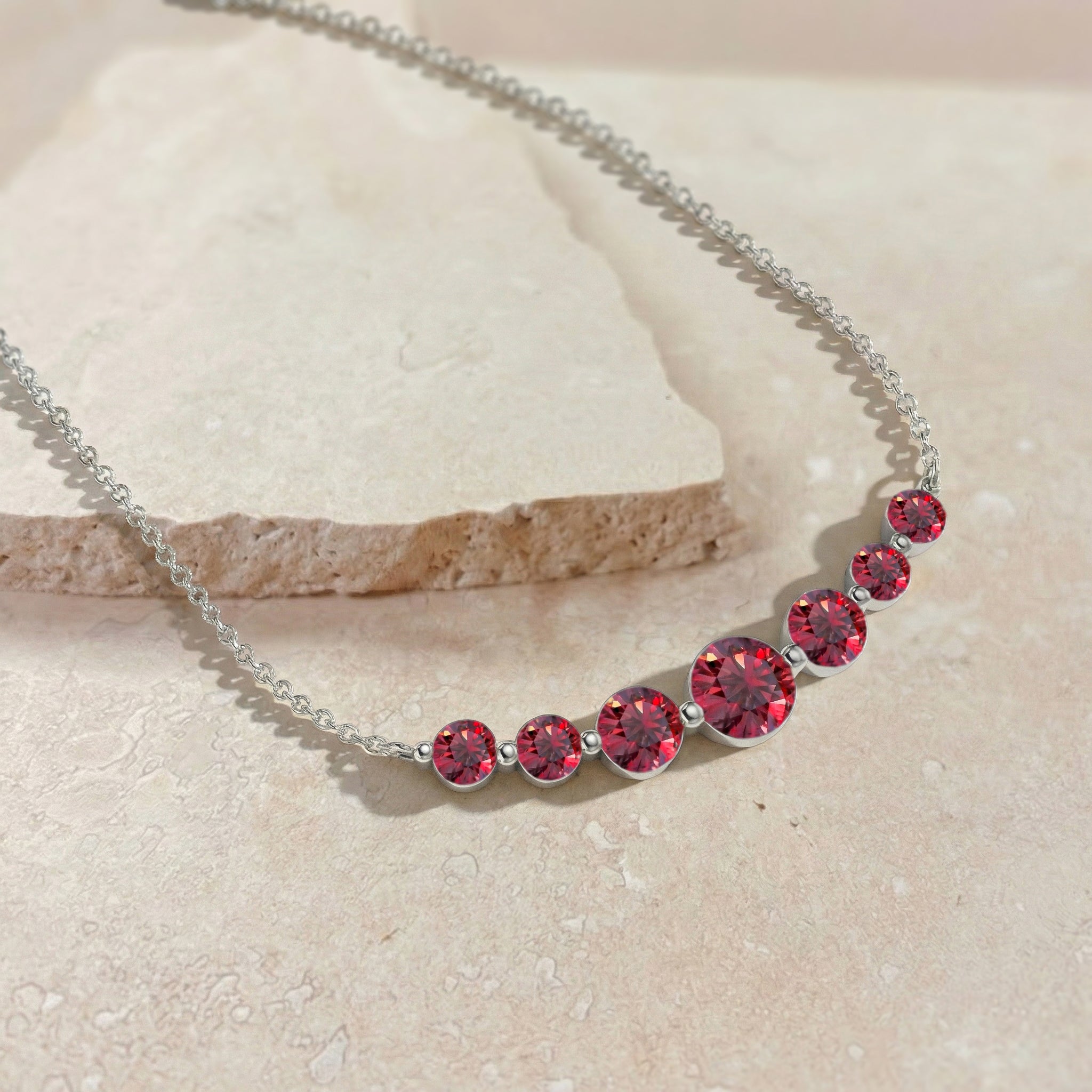 Ruby Curved Bar Necklace in 925 Sterling Silver 2.55ct
