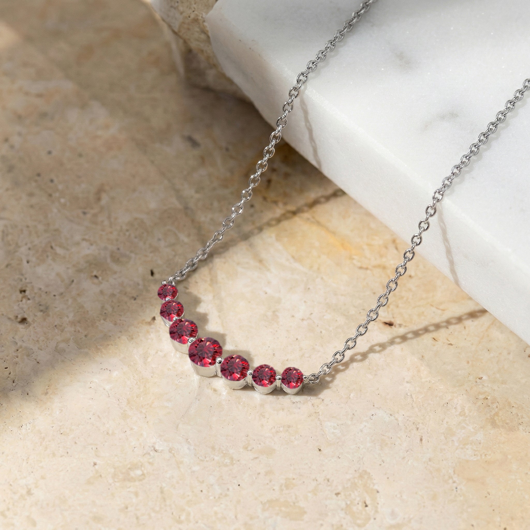 Ruby Curved Bar Necklace in 925 Sterling Silver 2.55ct