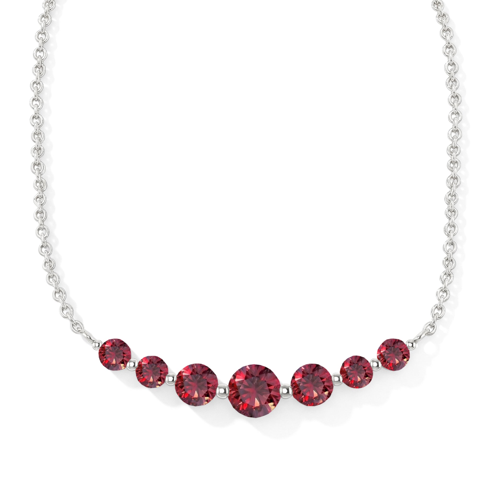 Ruby Curved Bar Necklace in 925 Sterling Silver 2.55ct