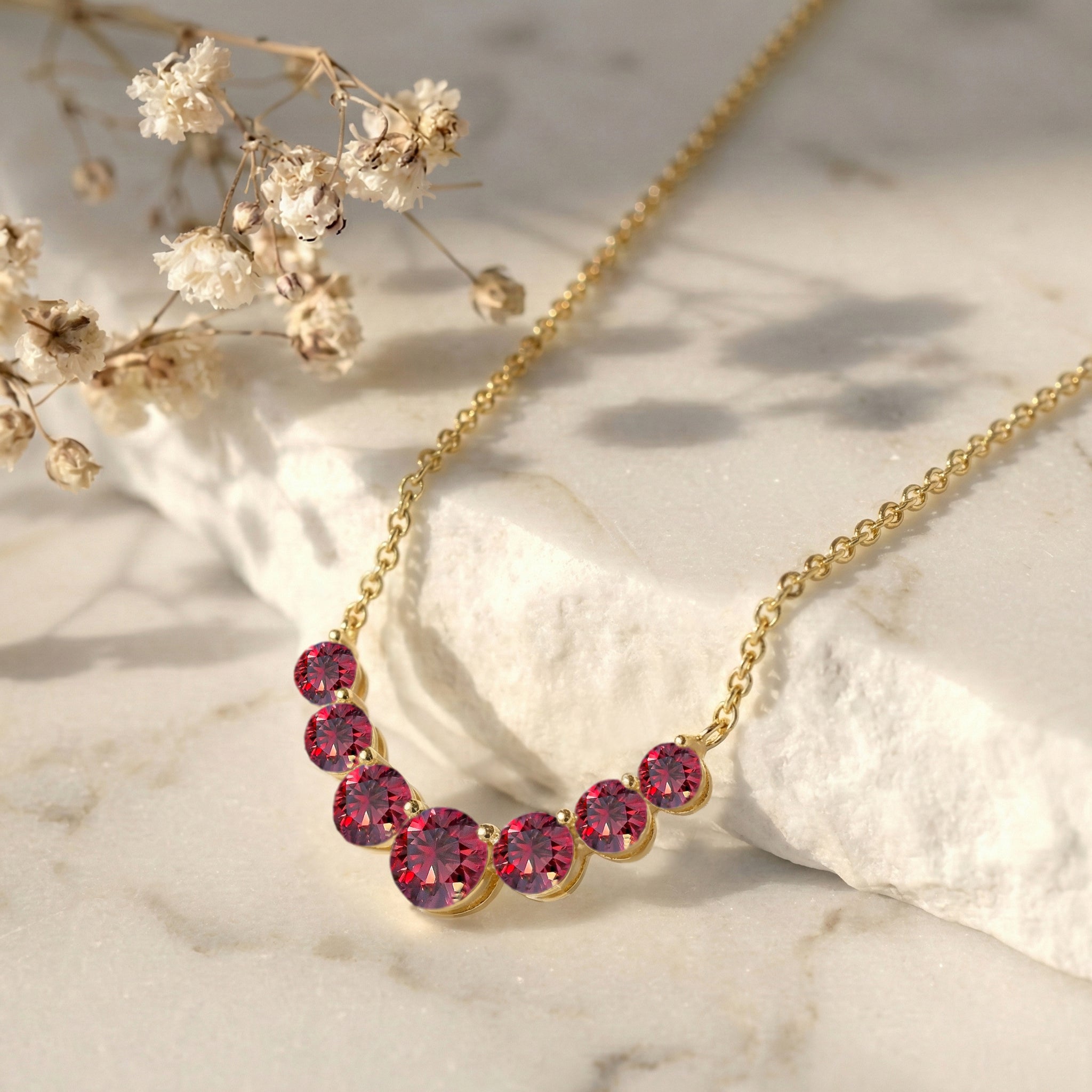 Ruby Curved Bar Necklace in 925 Sterling Silver 2.55ct
