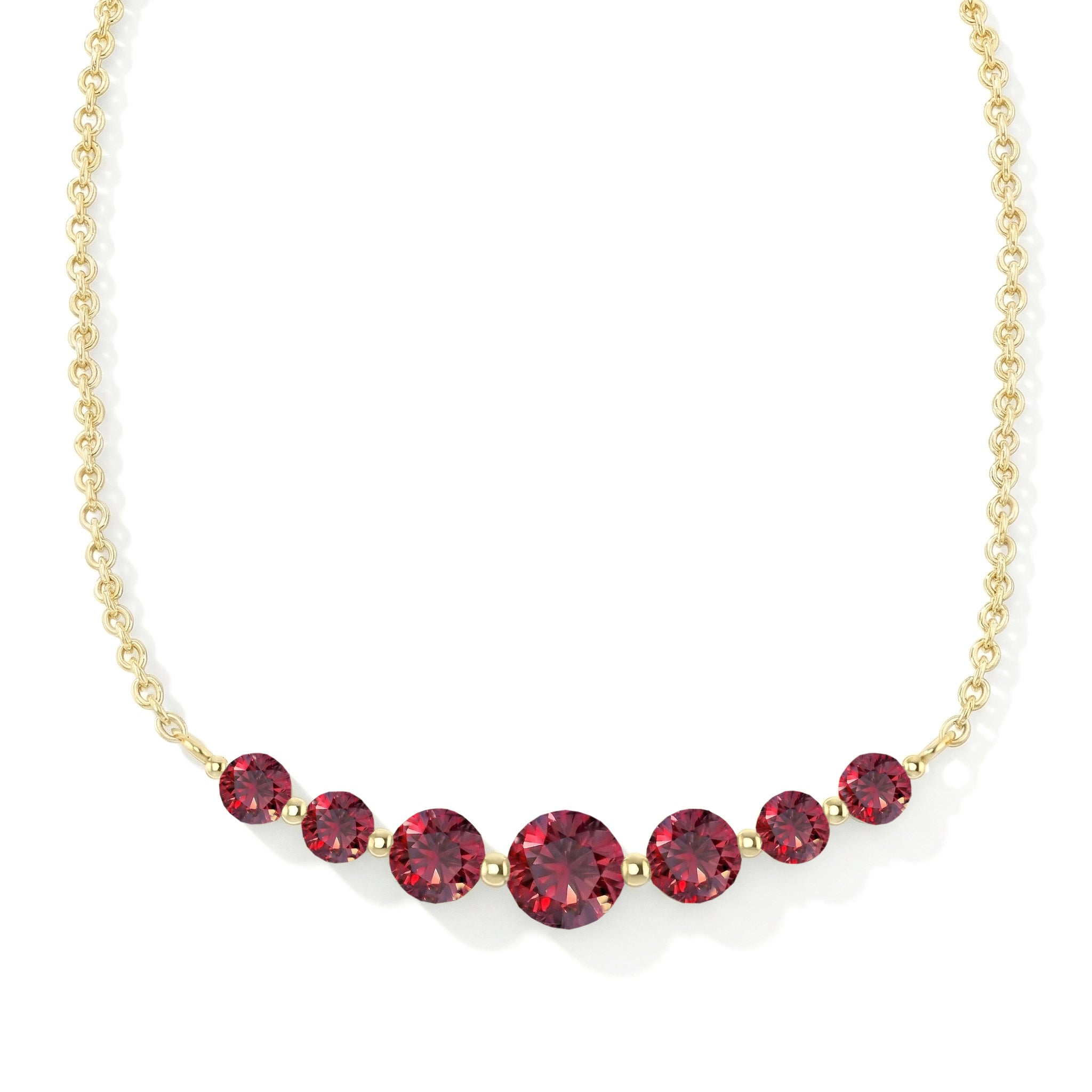 Ruby Curved Bar Necklace in 925 Sterling Silver 2.55ct