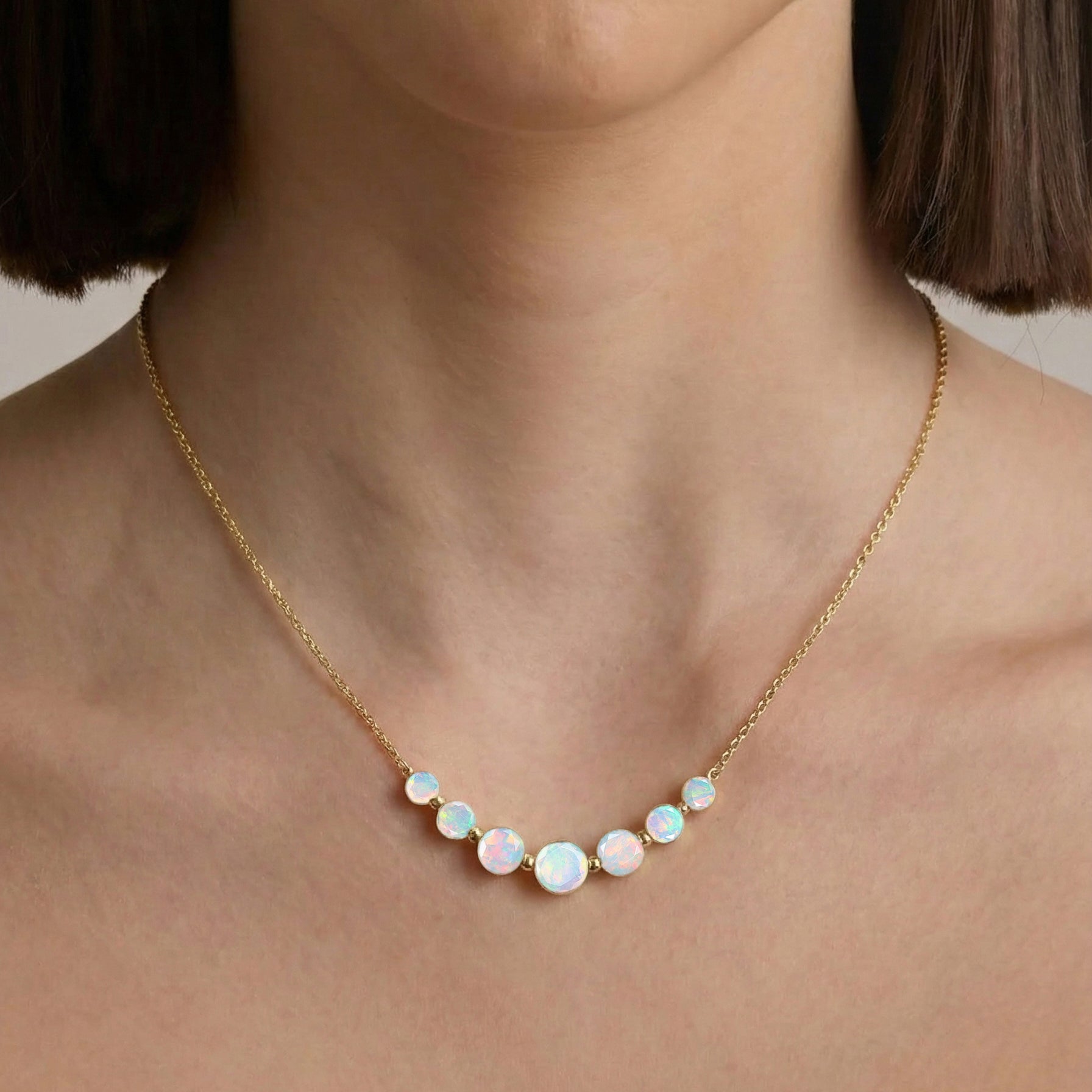 White Opal Curved Bar Pendant Necklace in Yellow Gold Plated 2.55ct