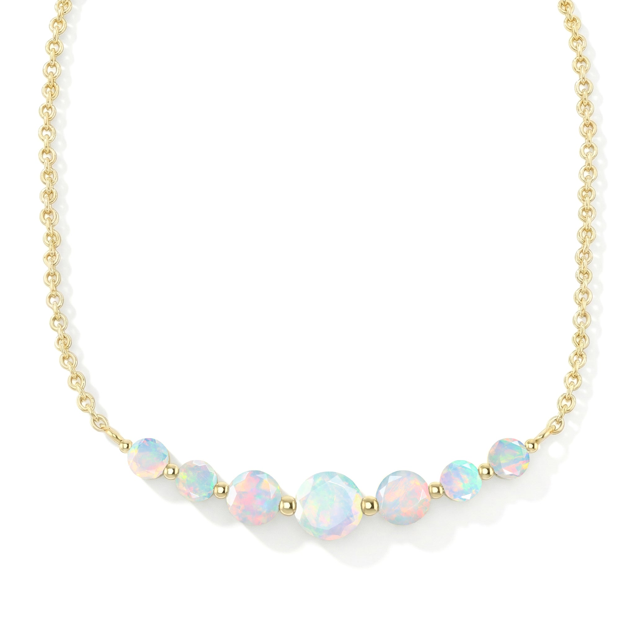 White Opal Curved Bar Pendant Necklace in Yellow Gold Plated 2.55ct
