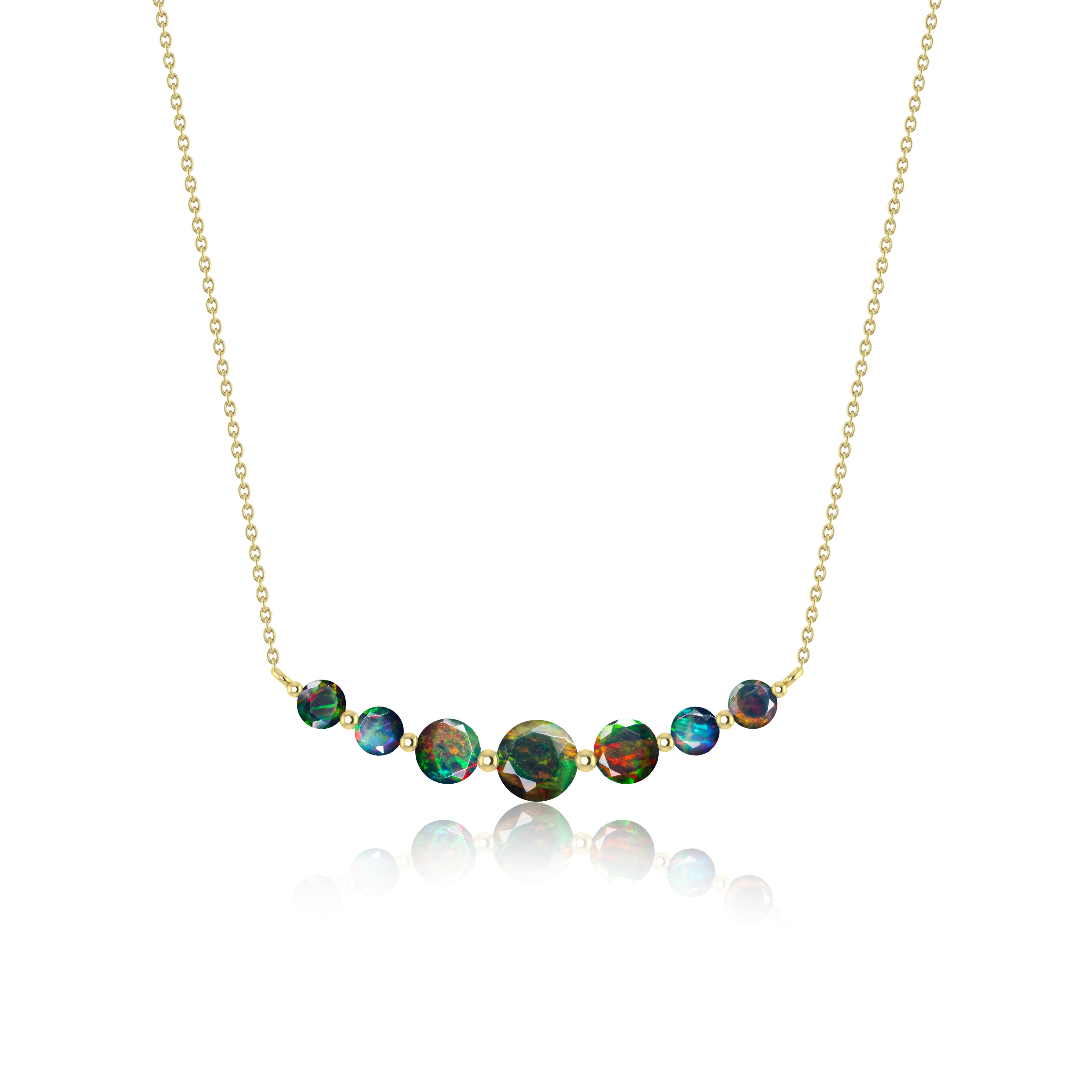 Round Fire Opal Bar Pendant for Women